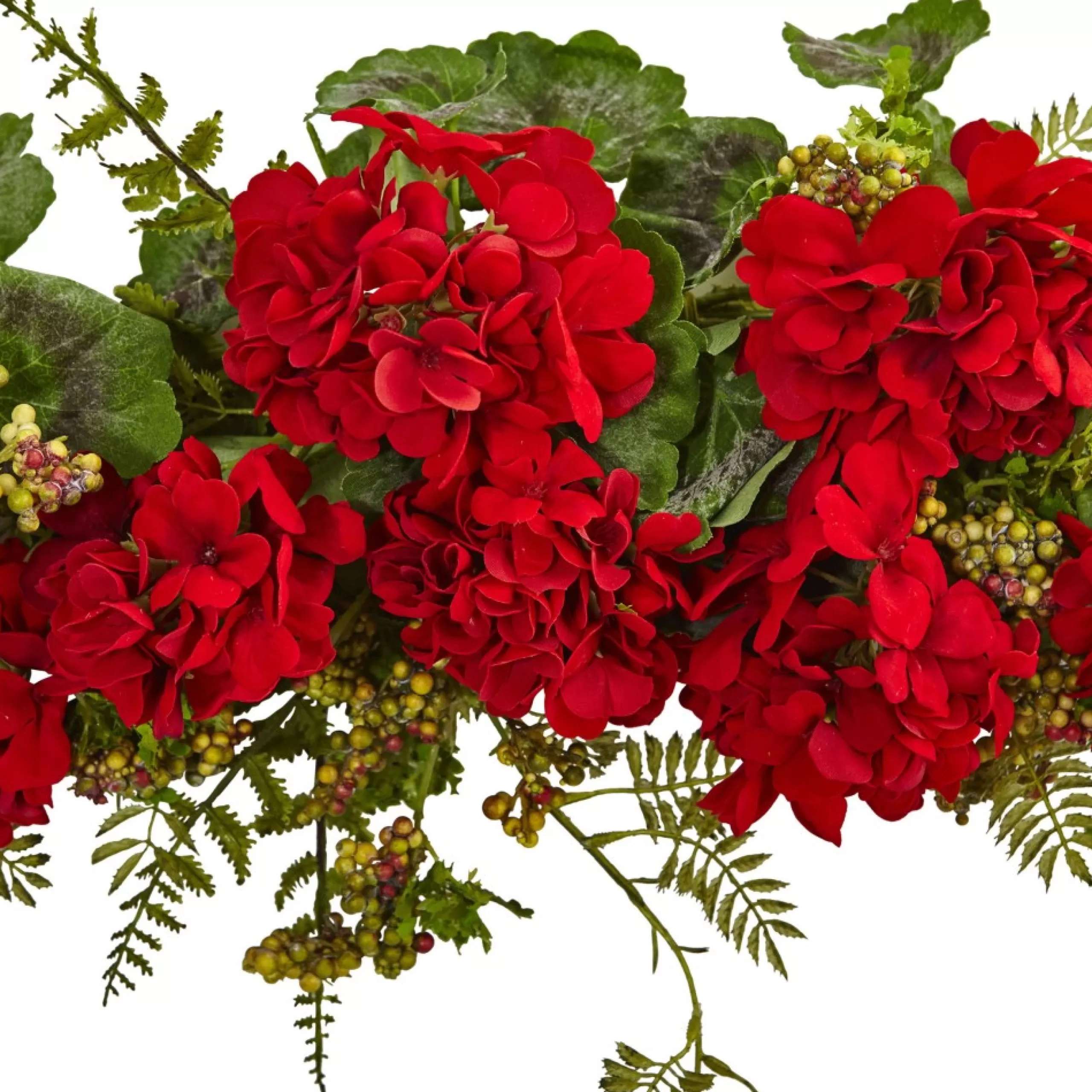 Unlit Swags*Nearly Natural 32" Geranium And Berry Artificial Christmas Swag, Unlit