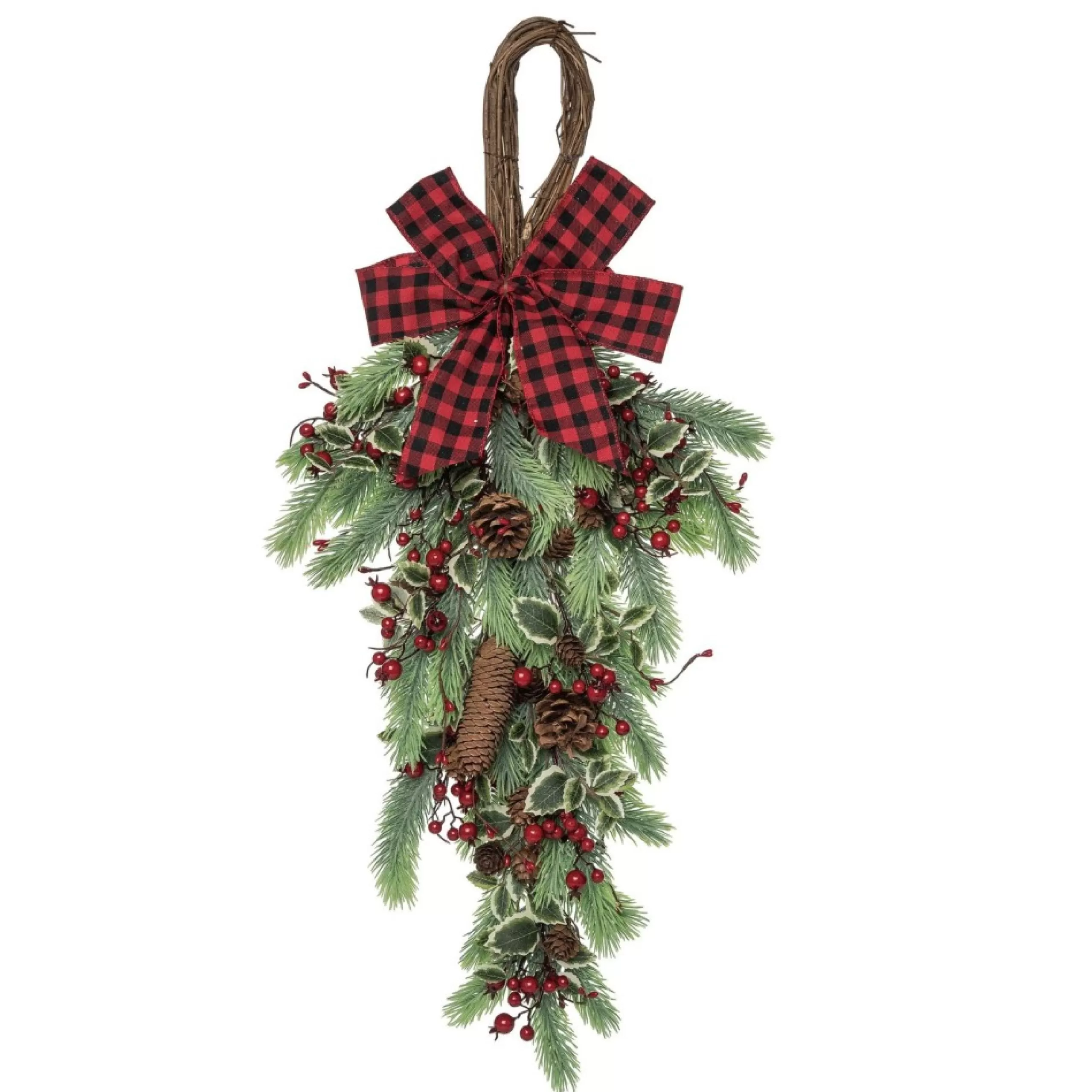 Unlit Teardrops*Contemporary Home Living 32" Green Fir And Berry Christmas Teardrop, Unlit