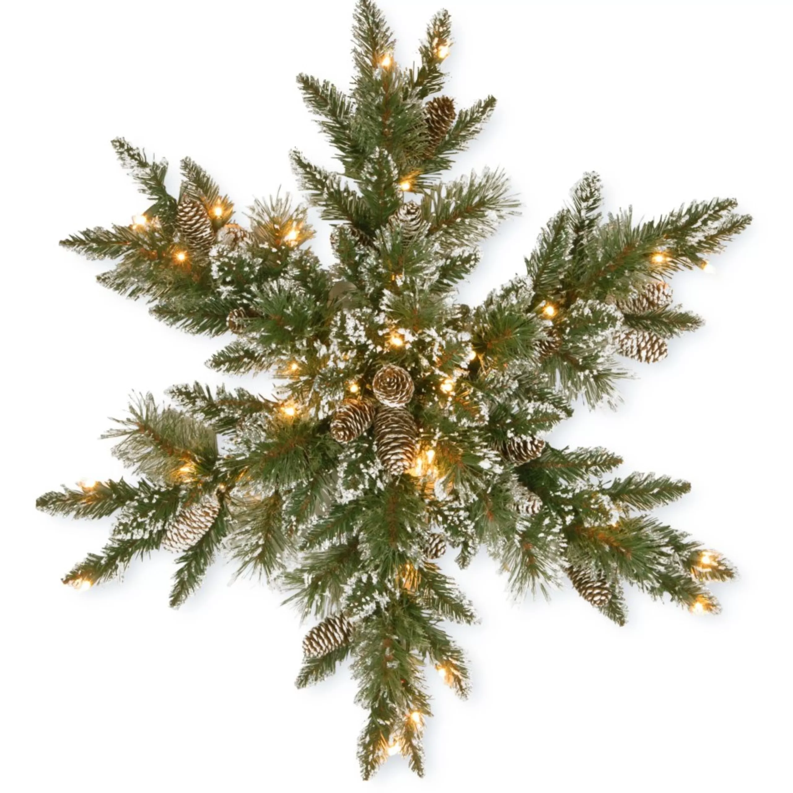 Pre-Lit Swags*National Tree Company 32" Pre-Lit Glittery Bristle Pine Snowflake, Led Lights