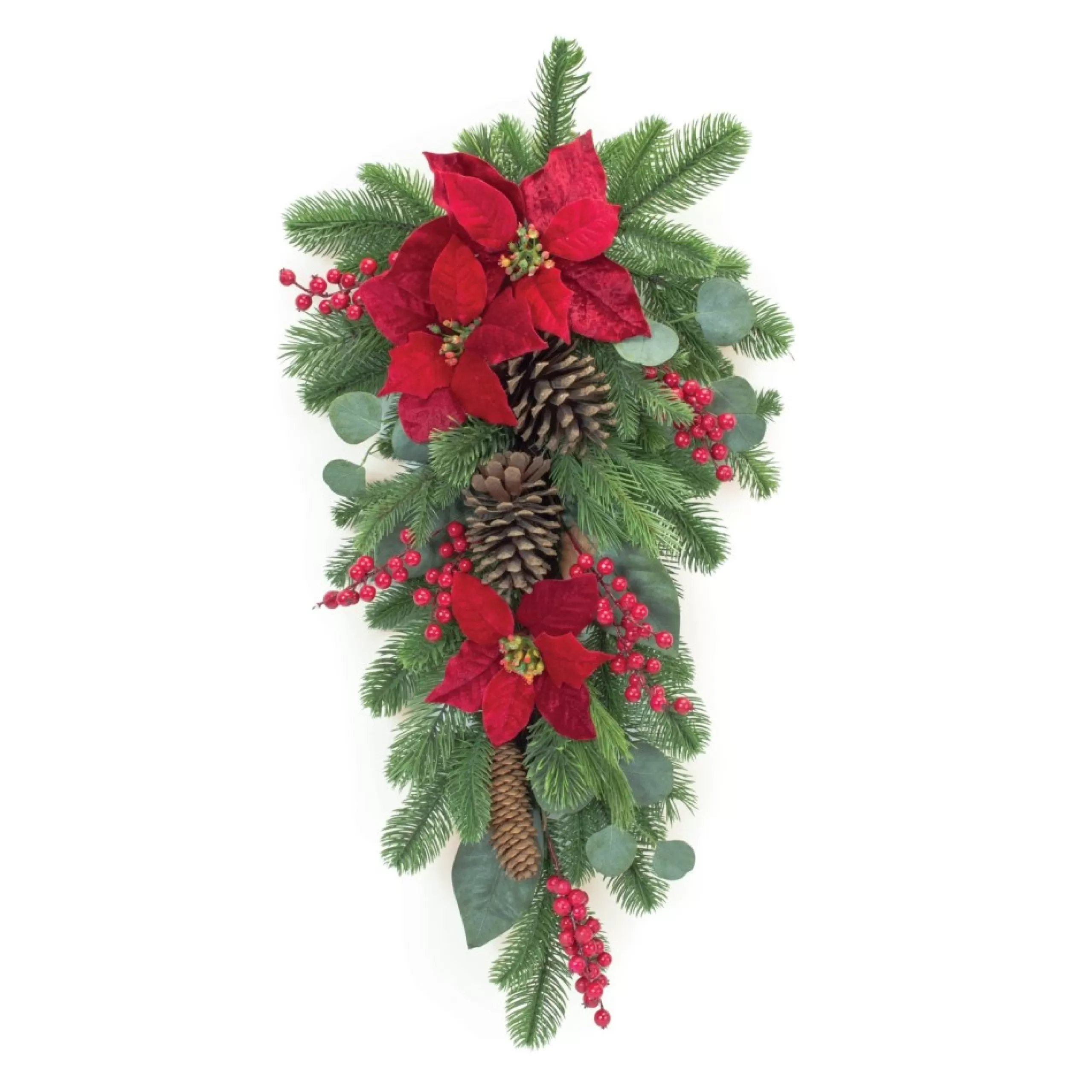 Unlit Swags*Melrose 34" Poinsettia And Pine Artificial Christmas Swag