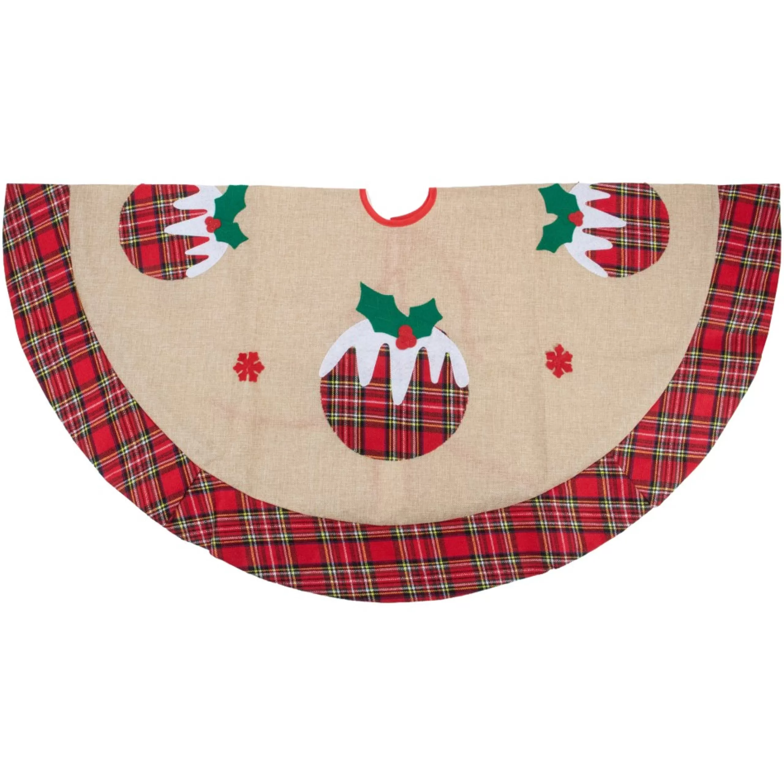 48 Inch And Smaller*Northlight 36" Burlap Plaid Tree Skirt With Christmas Puddings