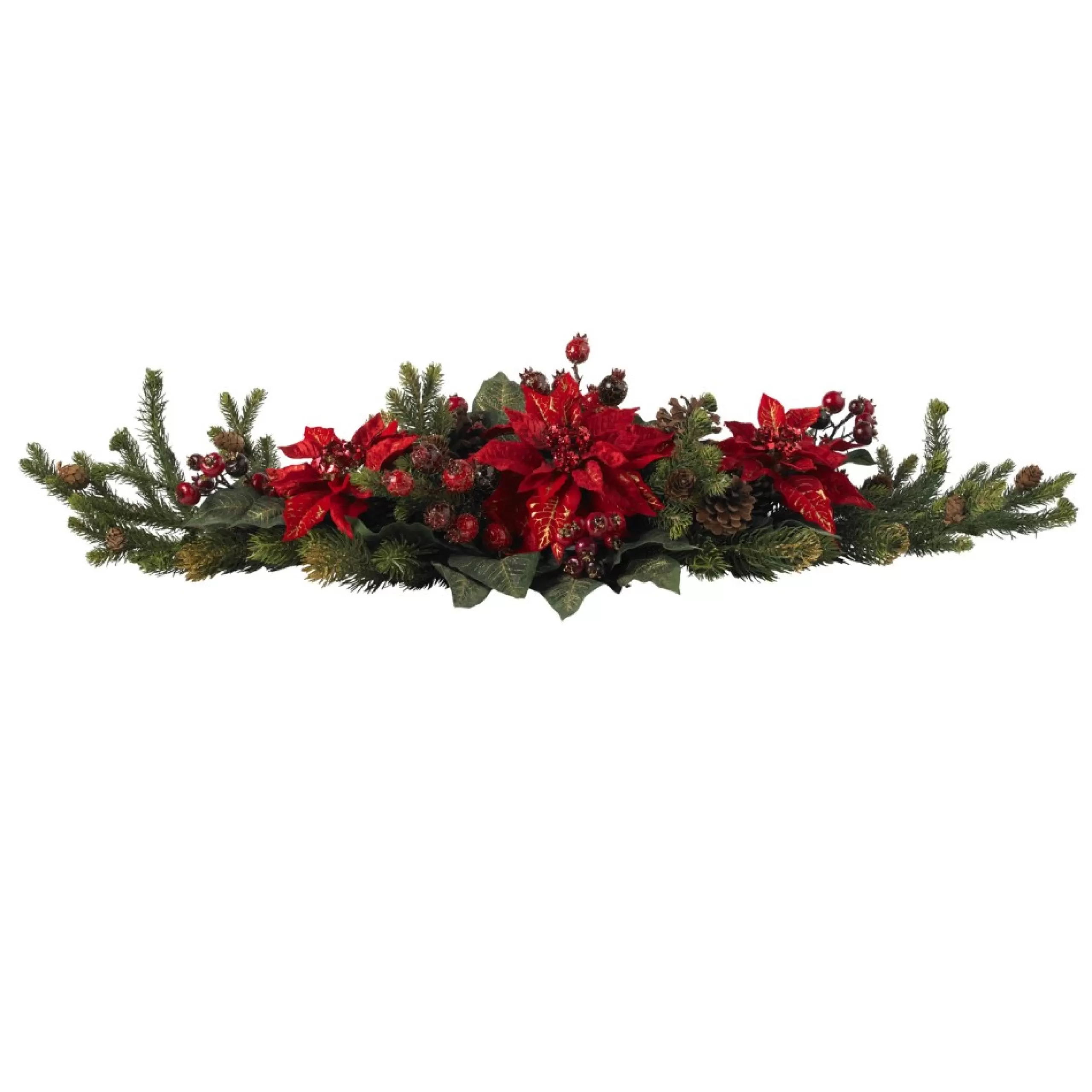 Floral*Nearly Natural 36" Poinsettia And Berries Artificial Floral Christmas Centerpiece