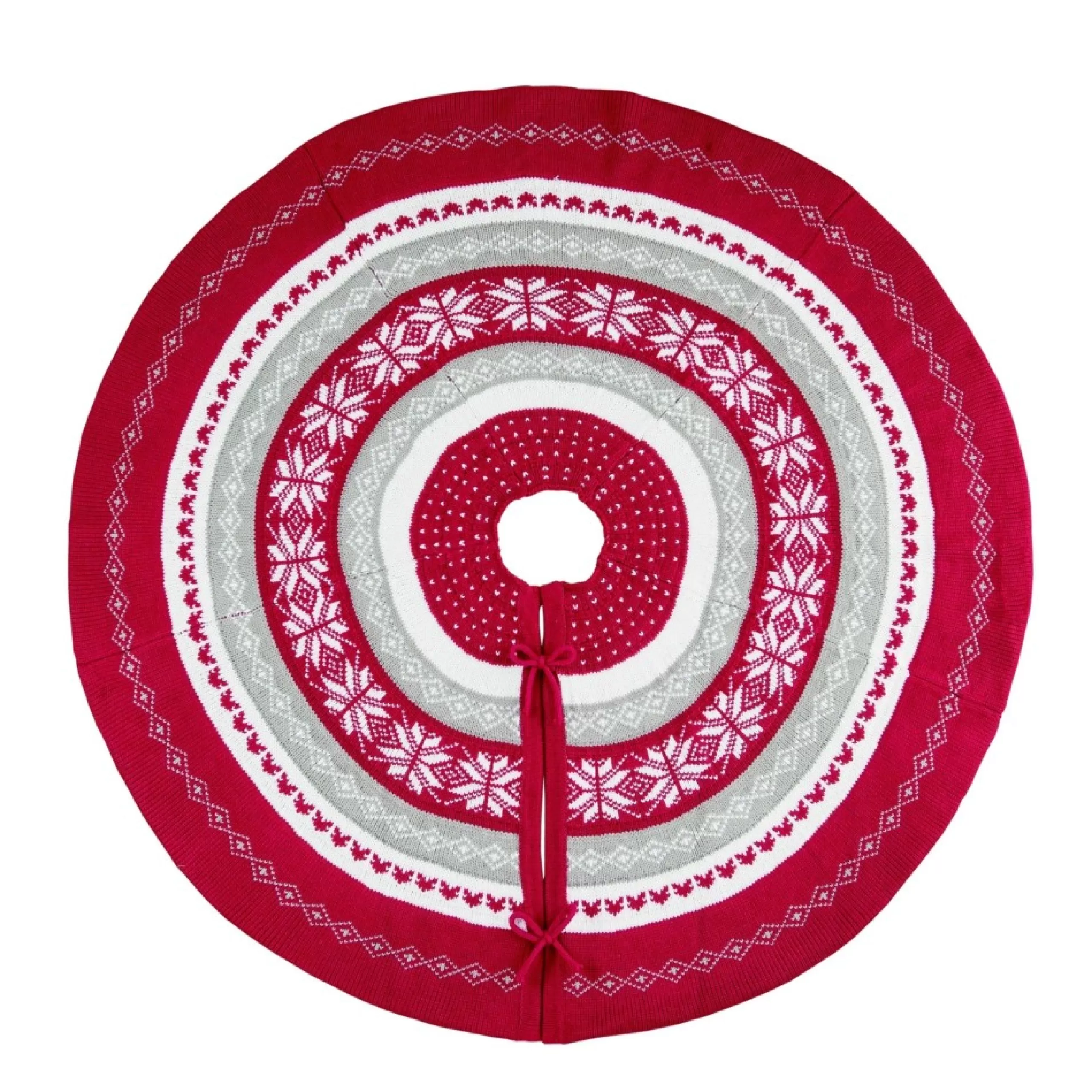 Mini Tree Skirts*Contemporary Home Living 40" Red And White Nordic Christmas Tree Skirt