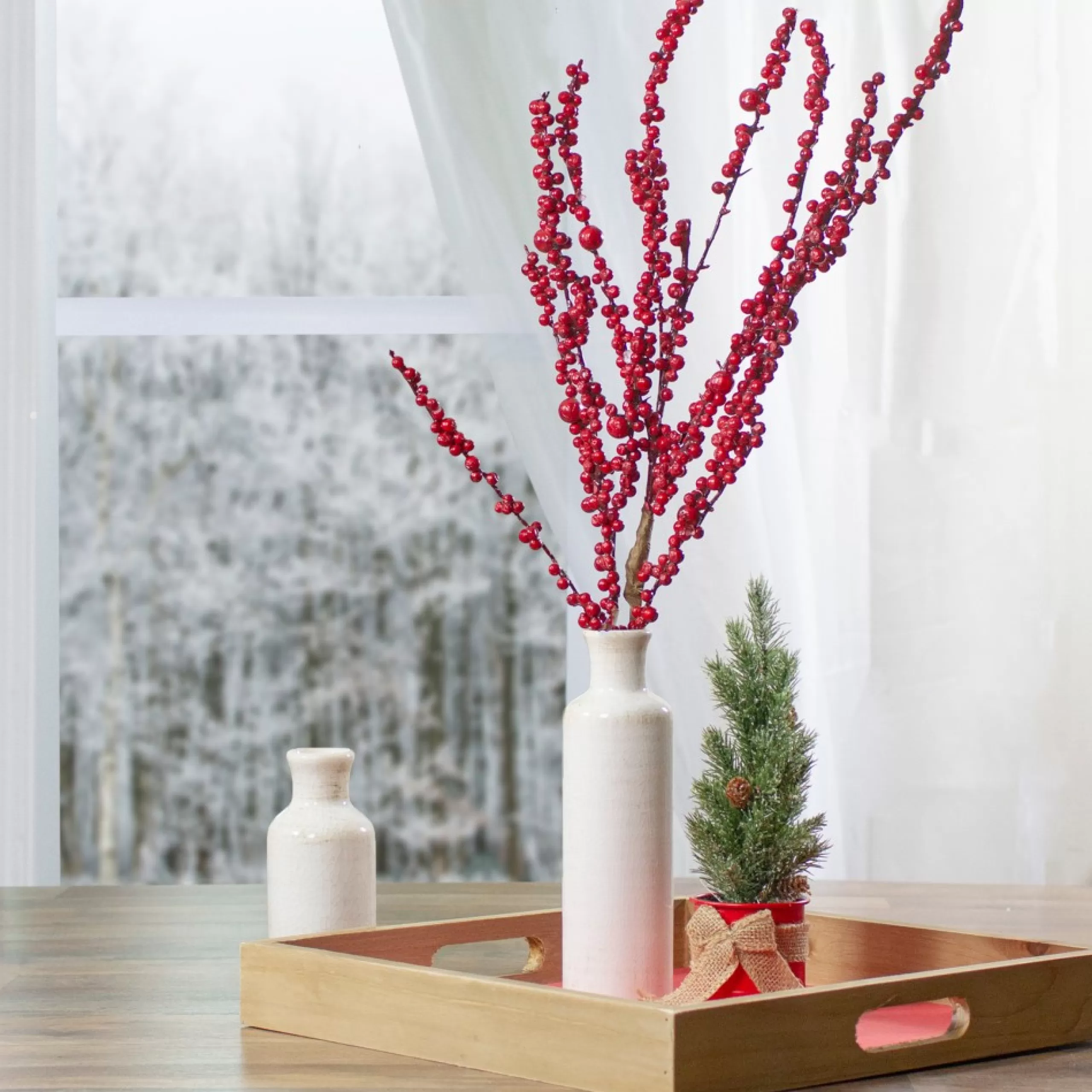 Sprays, Branches & Picks*Northlight 40" Red Berries Artificial Christmas Twig Spray