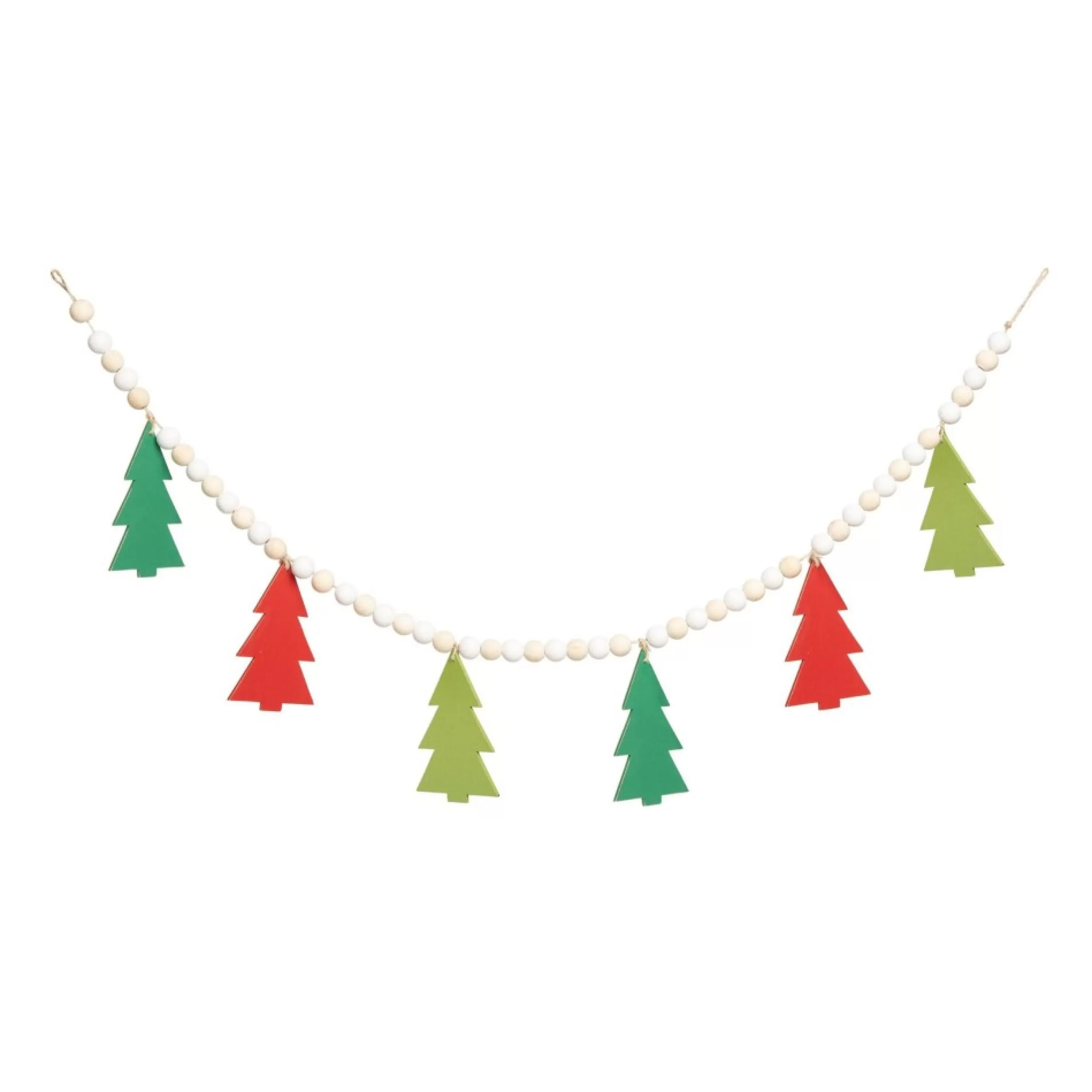 Beaded Garland*Contemporary Home Living 41.75" White And Green Beaded Wooden Christmas Tree Garland