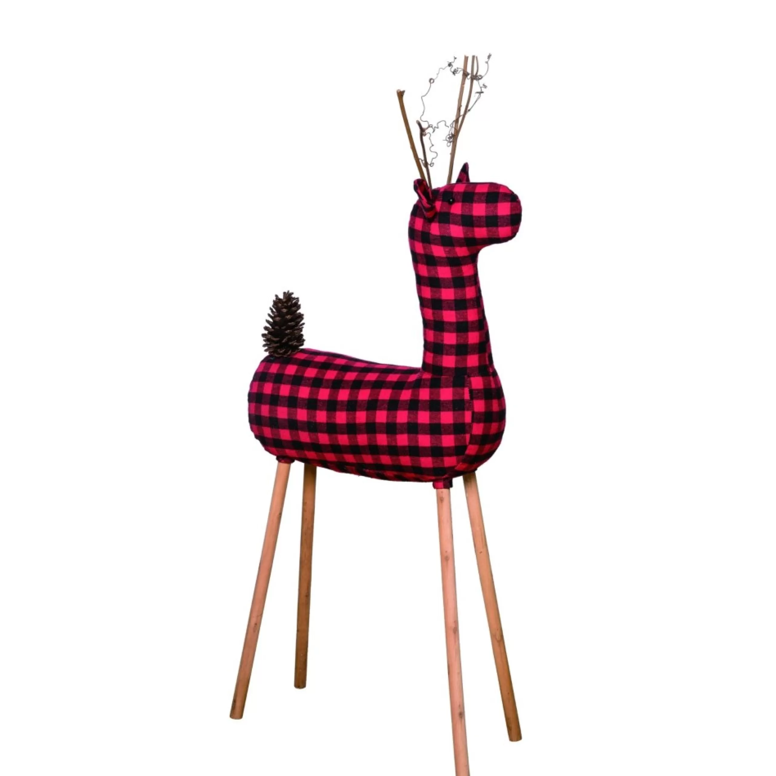 Plush Figures*Contemporary Home Living 42" Buffalo Check Reindeer Christmas Plush Figurine