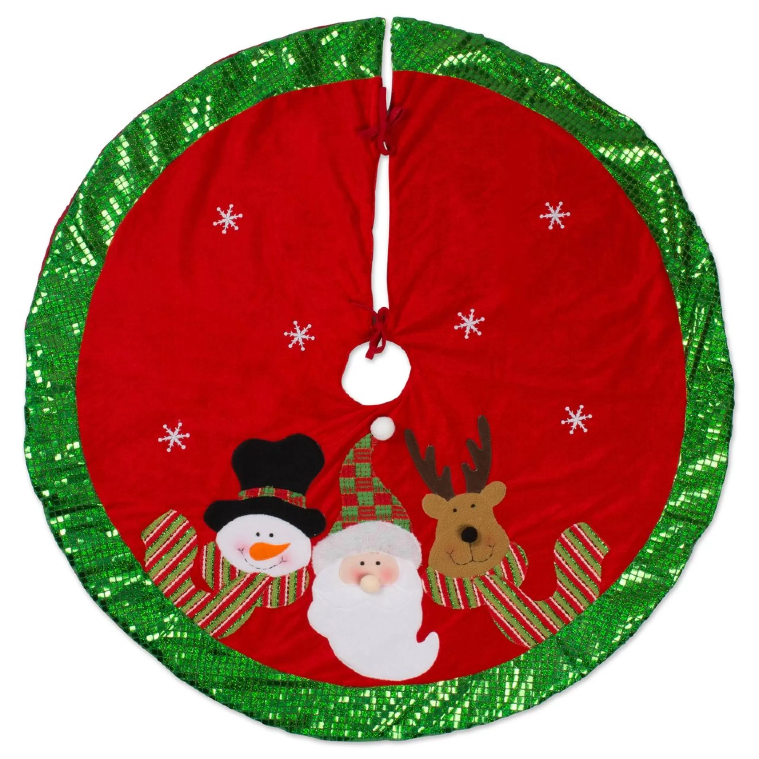 48 Inch And Smaller*Contemporary Home Living 42" Red And Green Christmas Themed Round Tree Skirt