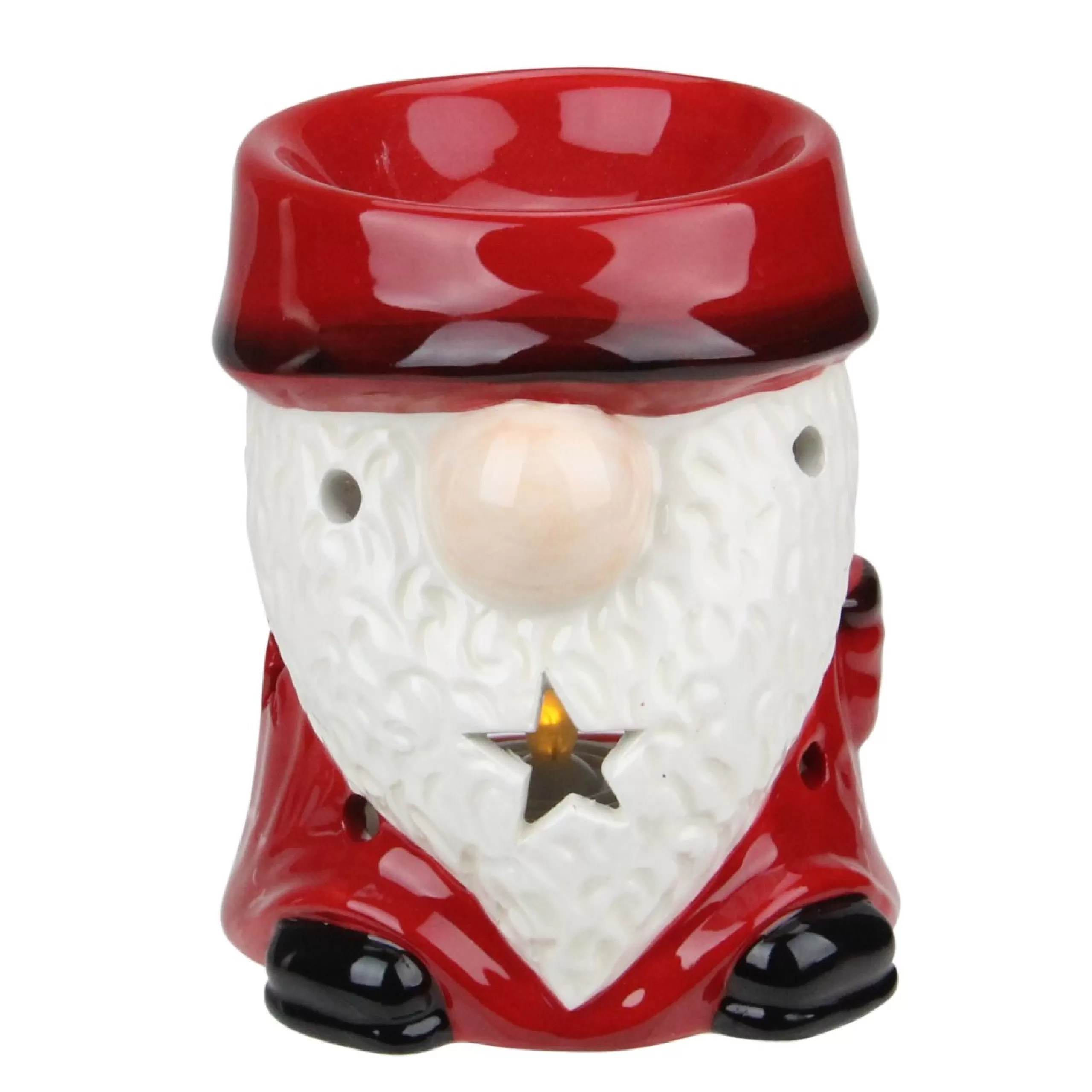 Candles & Holders*Northlight 4.75 Red Ceramic Christmas Star Gnome Tealight Candle Holder