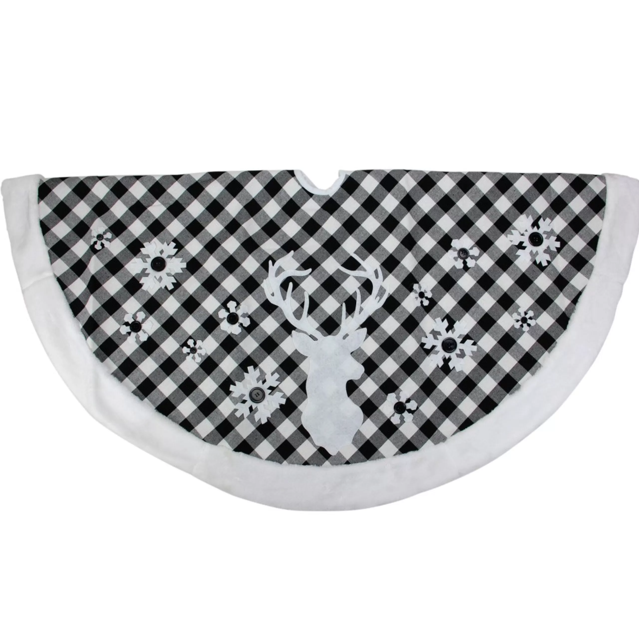 48 Inch And Smaller*Northlight 48" Black And White Plaid Reindeer Christmas Tree Skirt