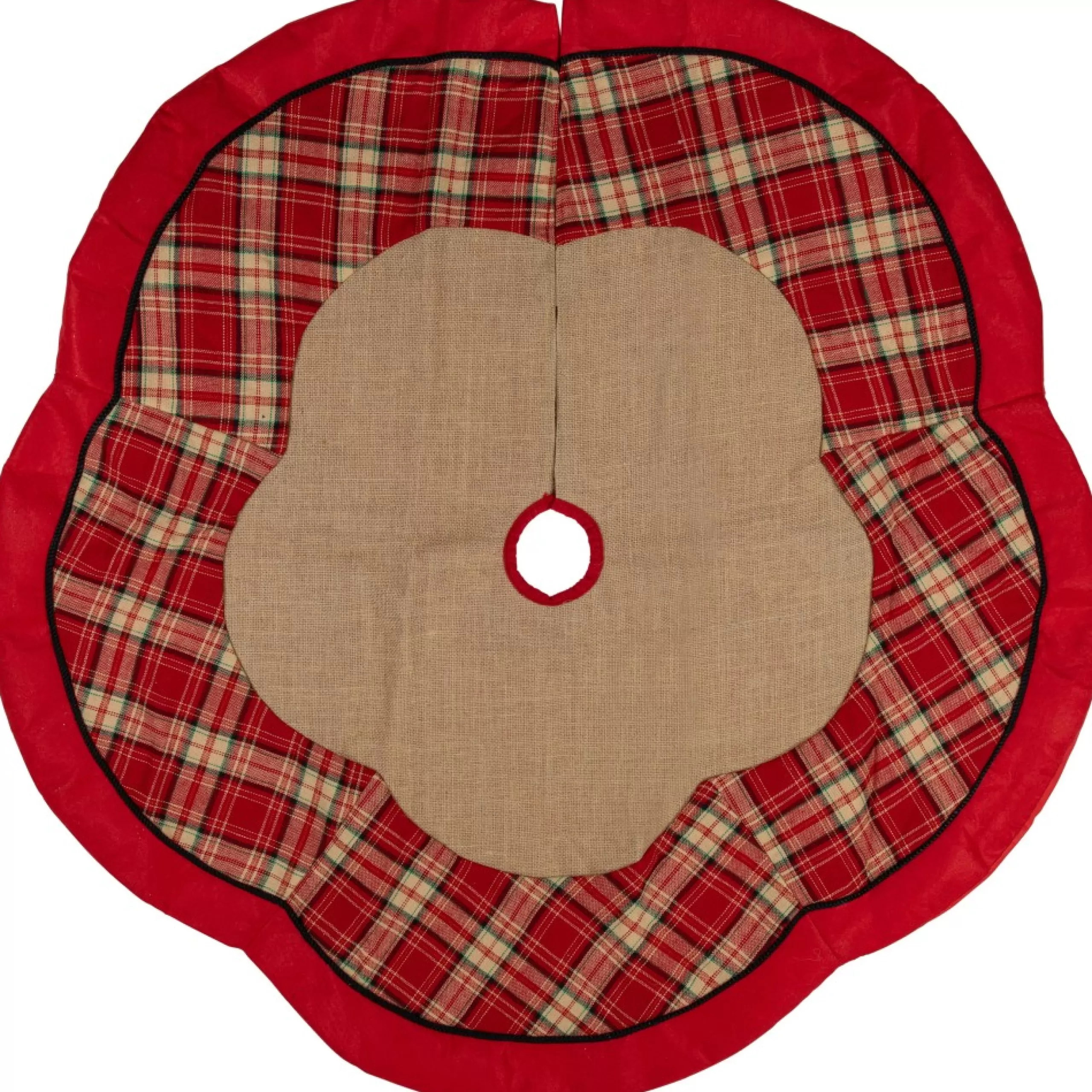 48 Inch And Smaller*Northlight 48" Burlap And Red Plaid Christmas Tree Skirt