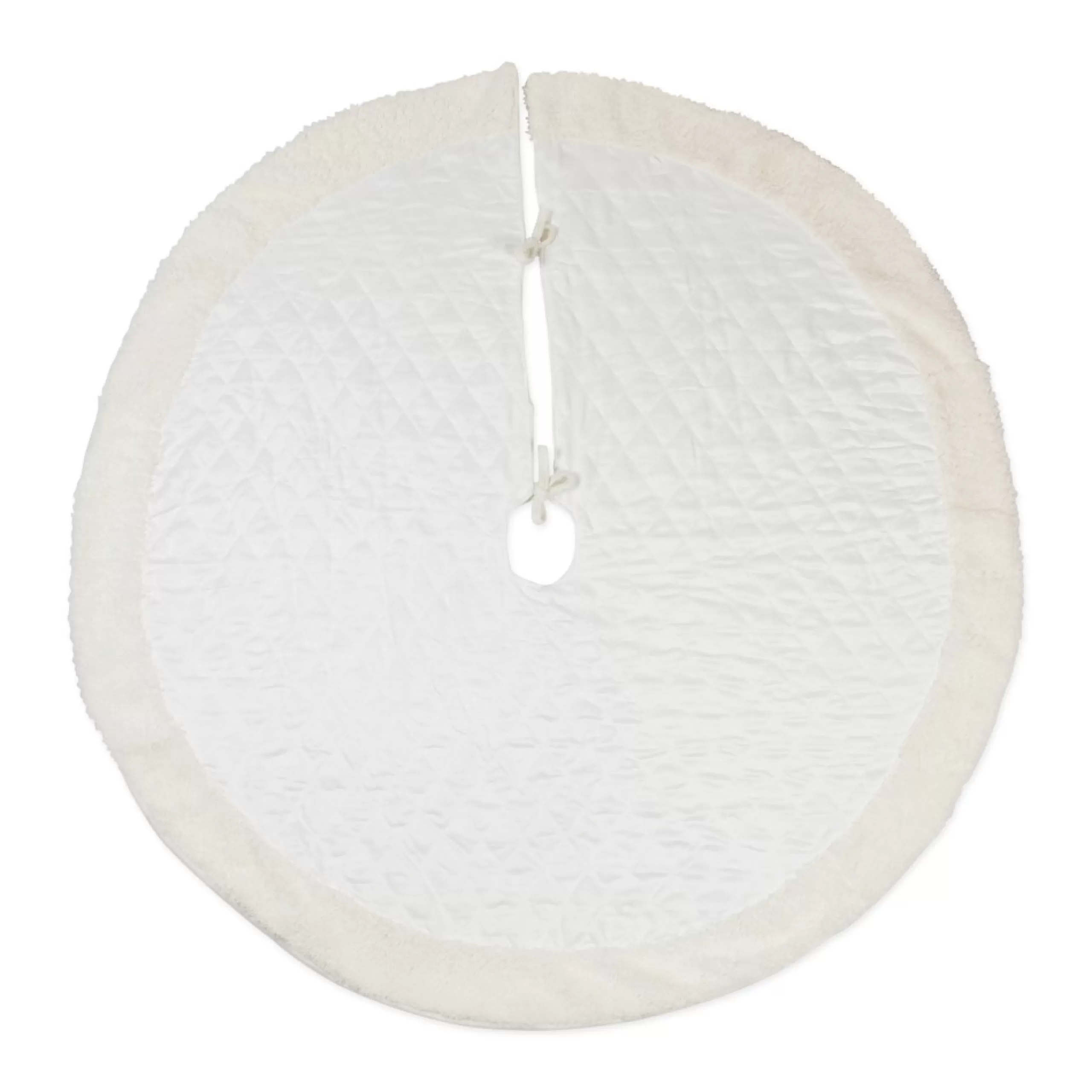 48 Inch And Smaller*Contemporary Home Living 48" Cream White Diamond Quilted Round Holiday Tree Skirt