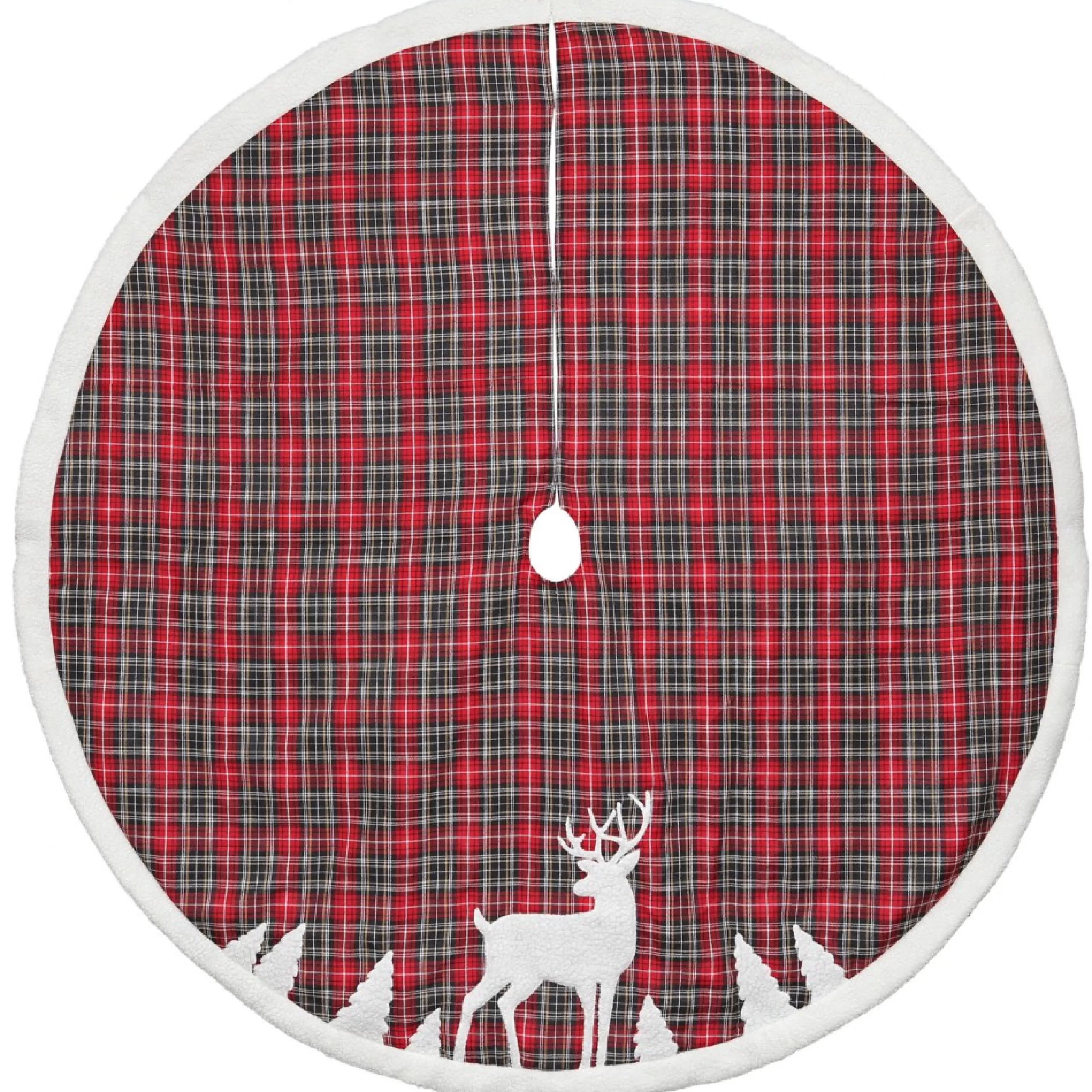 48 Inch And Smaller*Dyno 48" Red And Black Plaid Reindeer Christmas Tree Skirt