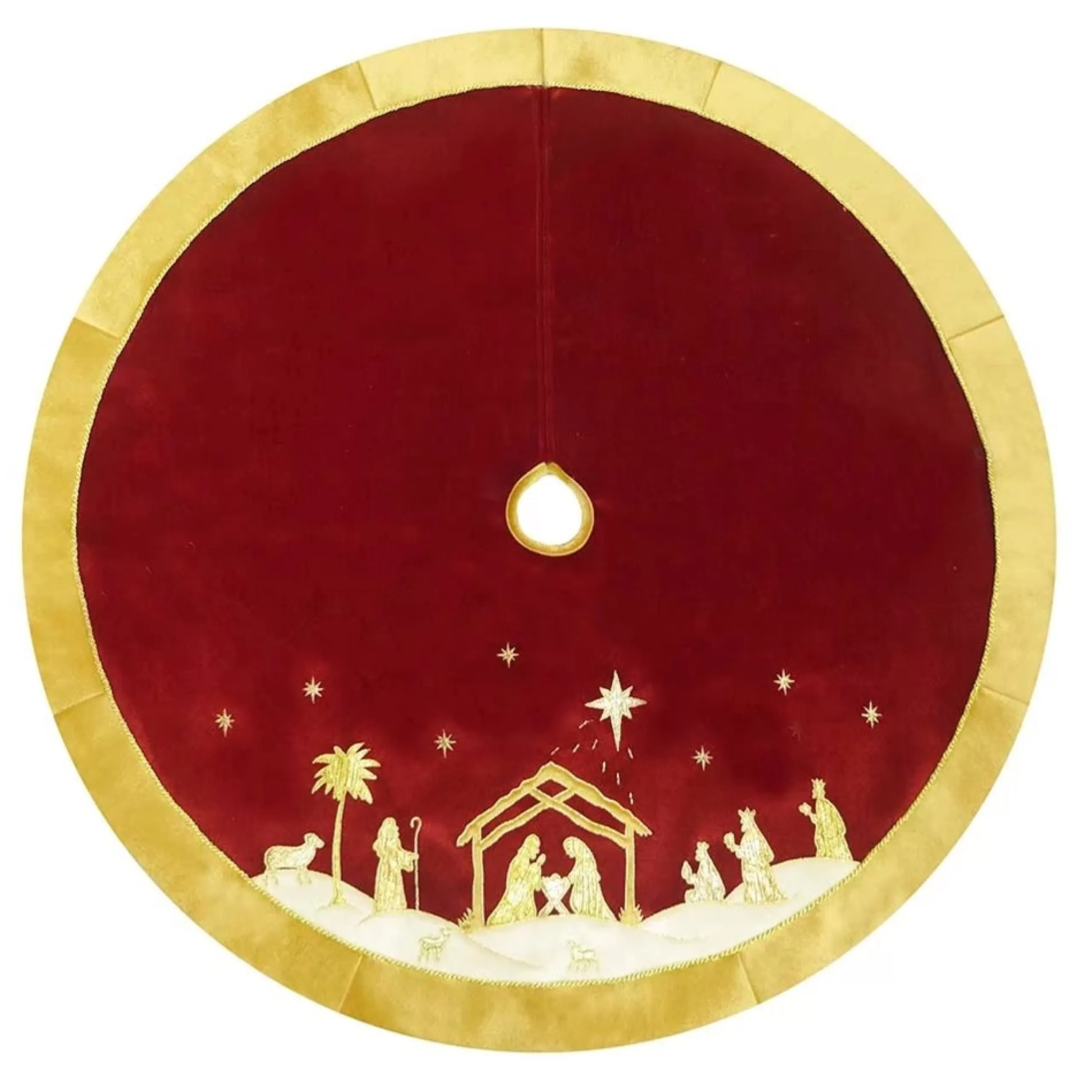 48 Inch And Smaller*KSA 48" Red And Gold Religious Christmas Tree Skirt