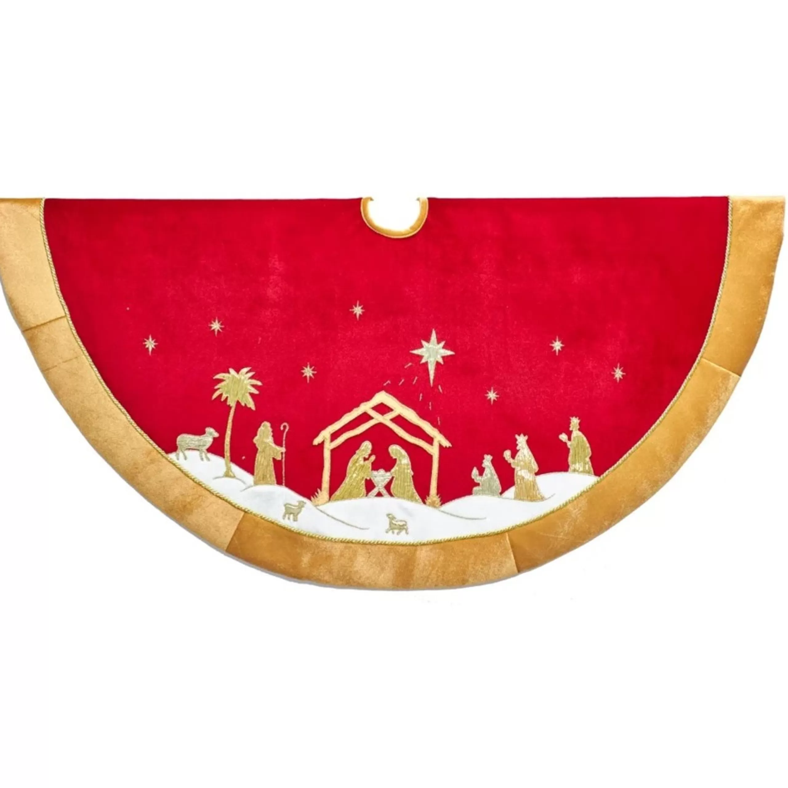 48 Inch And Smaller*KSA 48" Red And Gold Religious Christmas Tree Skirt