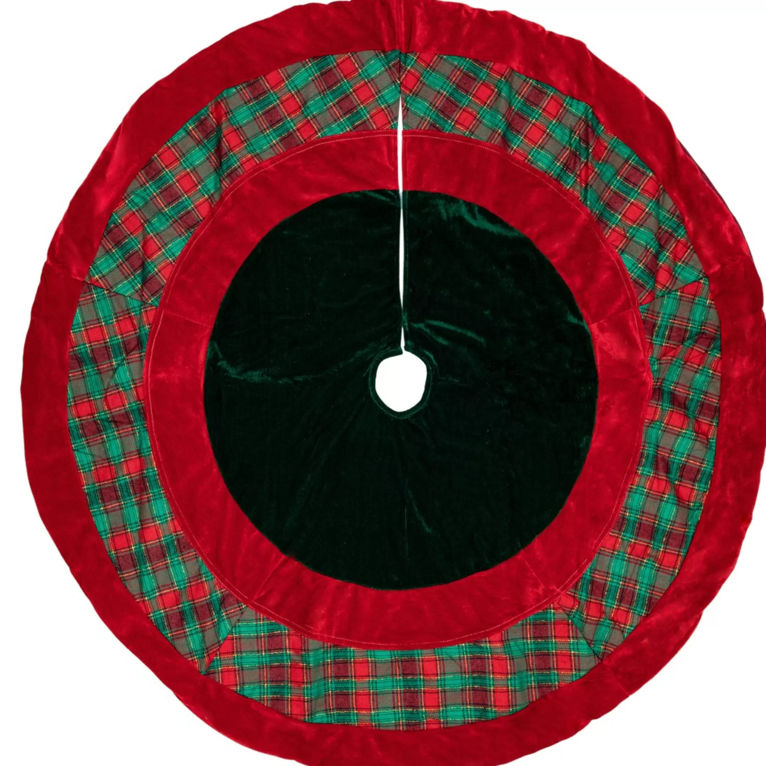 48 Inch And Smaller*Northlight 48" Red And Green Plaid Velveteen Christmas Tree Skirt