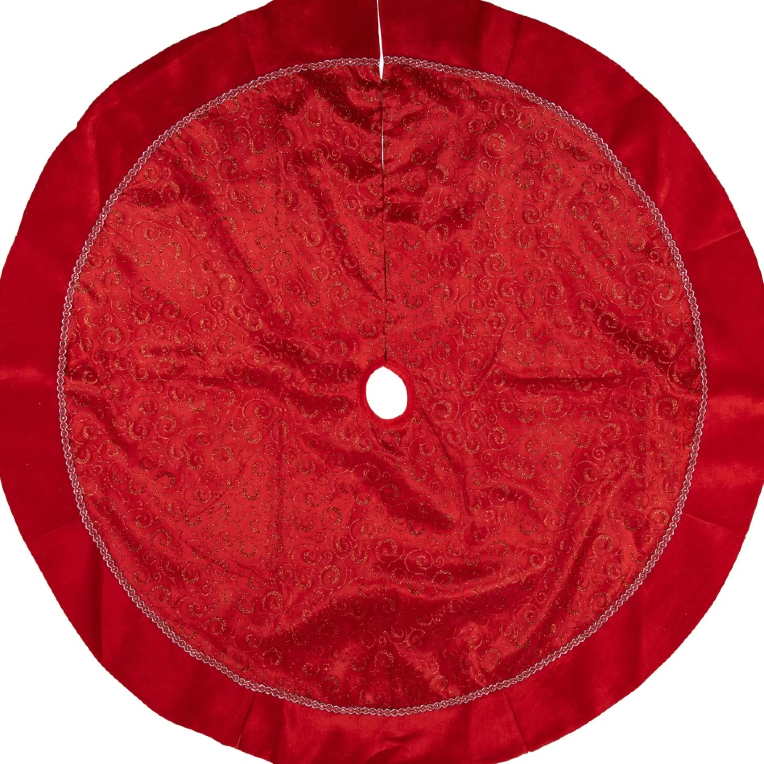 48 Inch And Smaller*Northlight 48" Red Glittered Swirl Christmas Tree Skirt