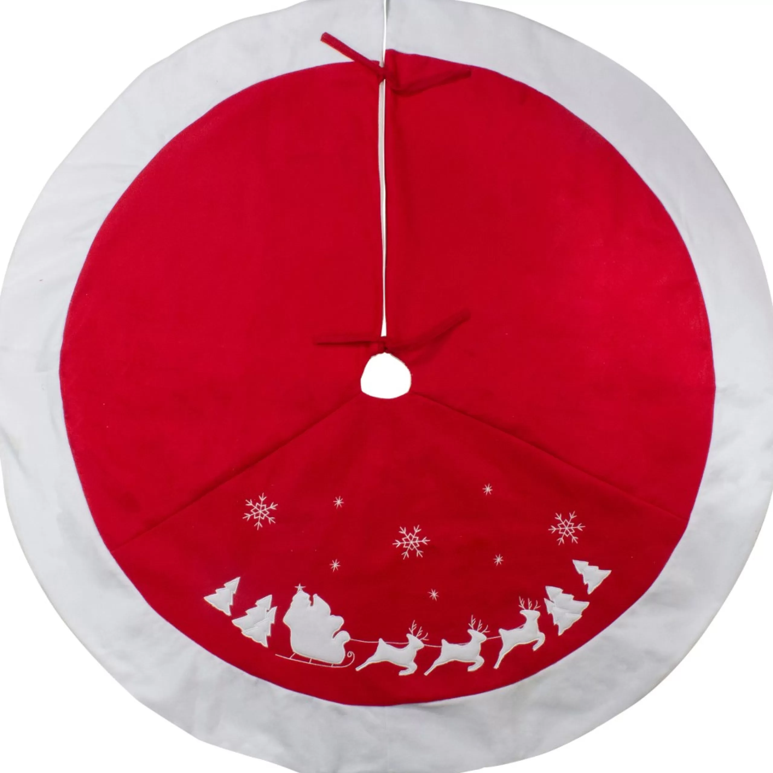 48 Inch And Smaller*Northlight 48" Red Sleigh And Reindeer Embroidered Christmas Tree Skirt