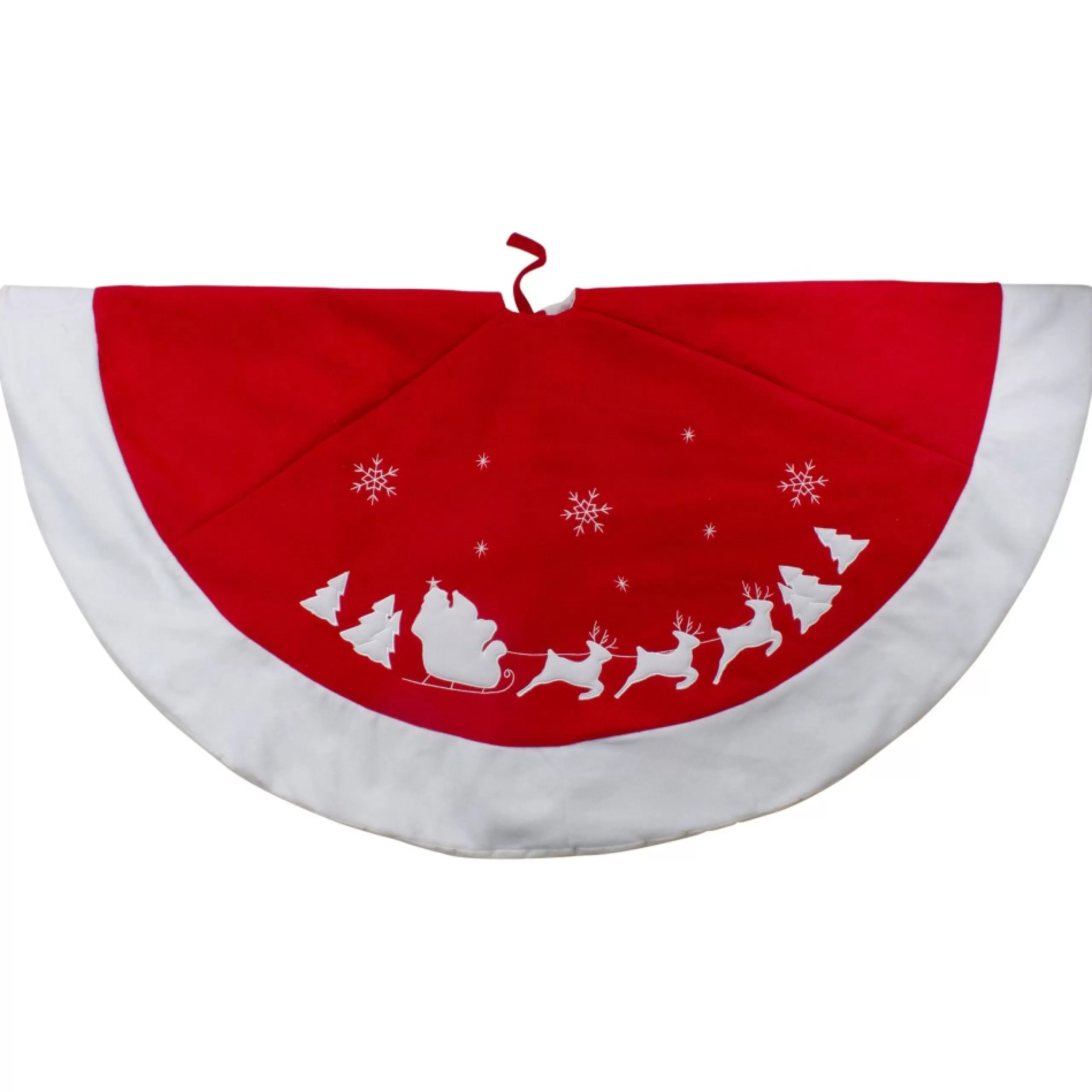 48 Inch And Smaller*Northlight 48" Red Sleigh And Reindeer Embroidered Christmas Tree Skirt