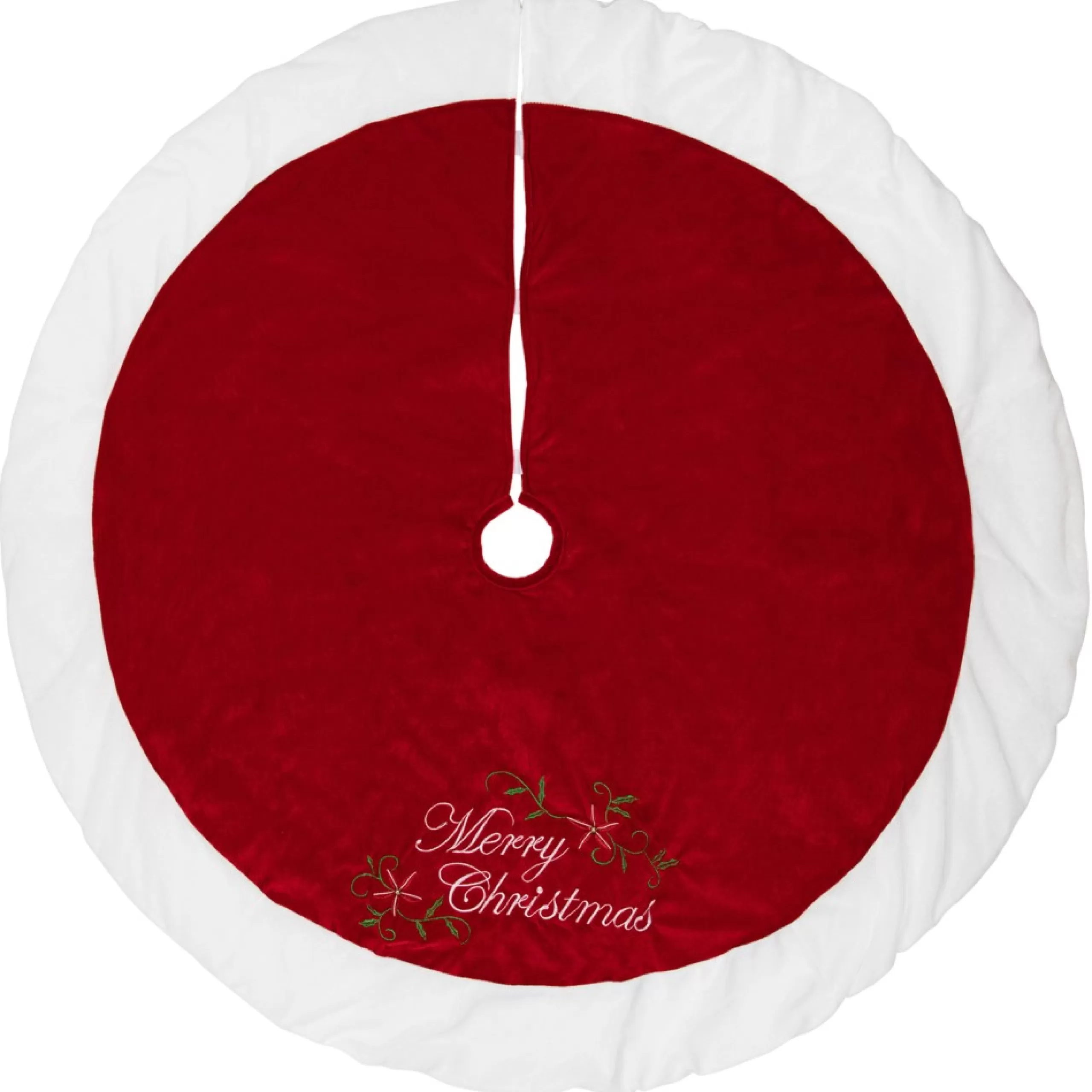 48 Inch And Smaller*Northlight 48" Traditional Red Merry Christmas Velveteen Tree Skirt