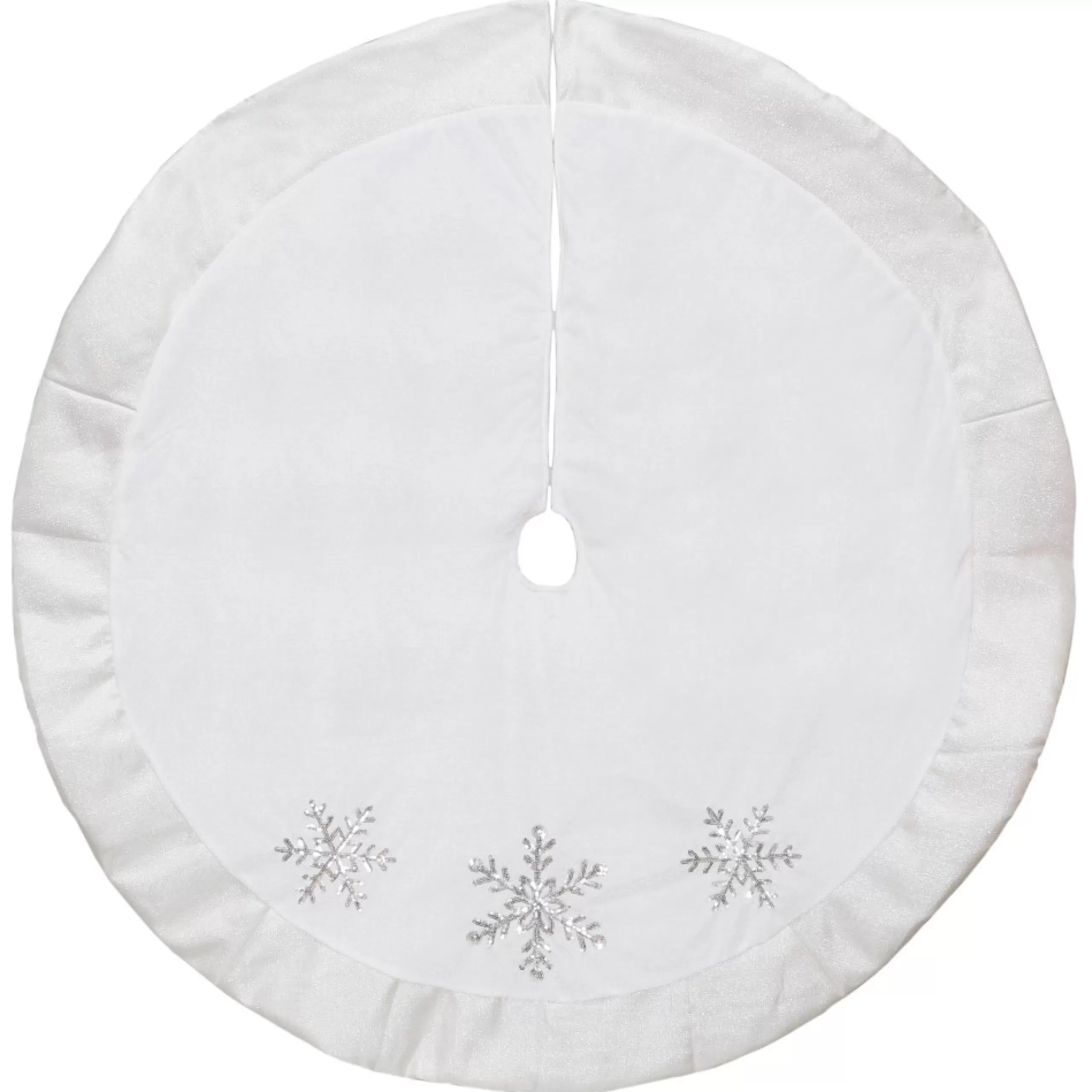 48 Inch And Smaller*Northlight 48" White And Silver Embroidered Sequin Snowflakes Tree Skirt