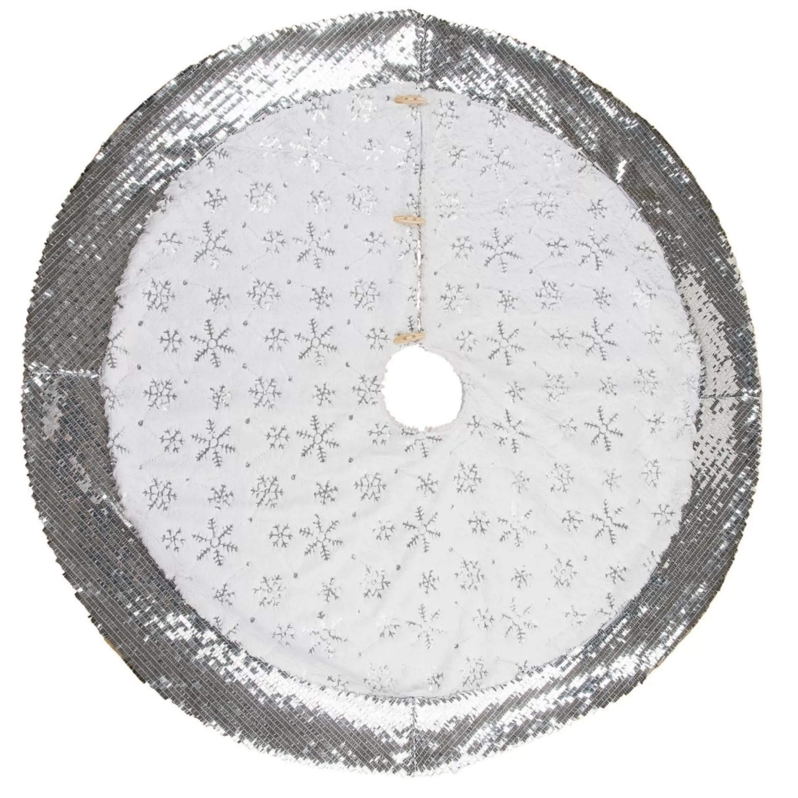 48 Inch And Smaller*Contemporary Home Living 48" White And Silver Glitz Sequin Christmas Tree Skirt