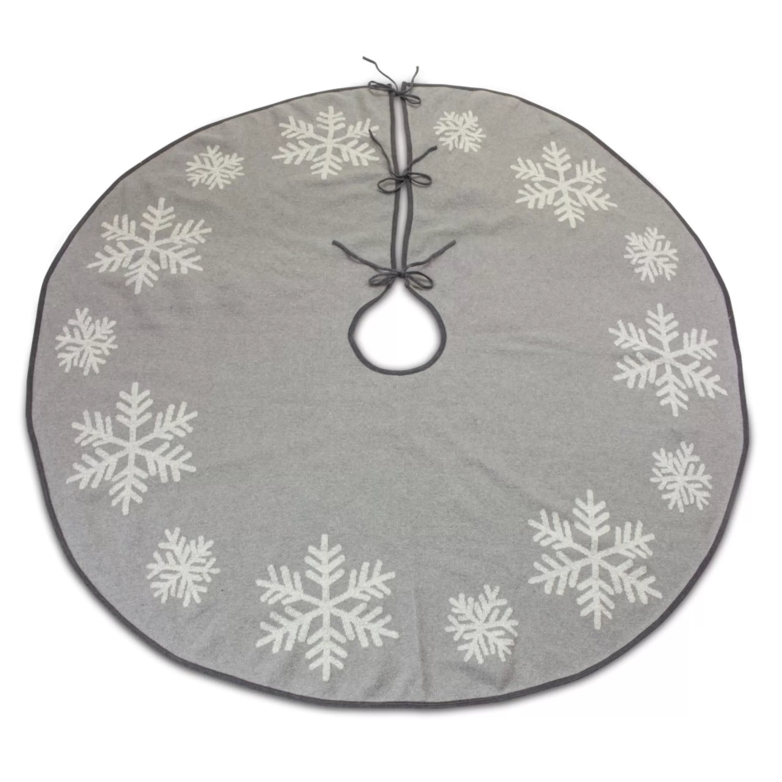 48 Inch And Smaller*Melrose 48"D Gray And White Snowflake Woven Christmas Tree Skirt