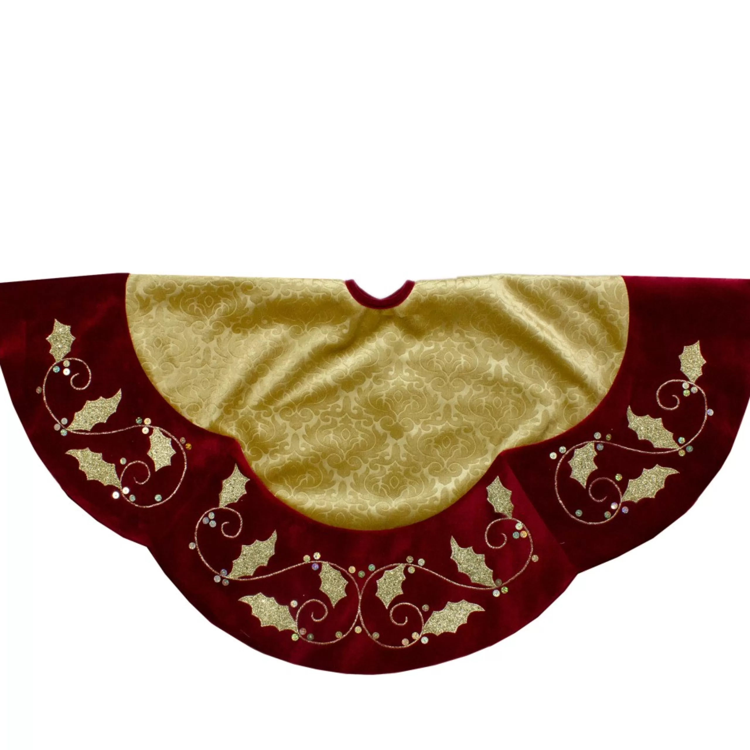 48 Inch And Smaller*Northlight 48-Inch Gold And Burgundy Velvet Christmas Tree Skirt