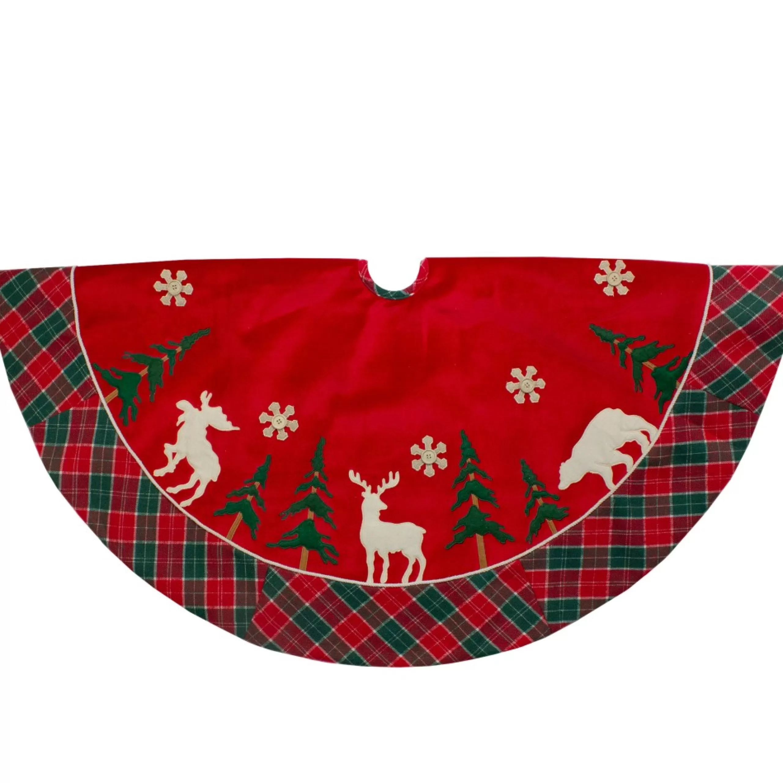 48 Inch And Smaller*Northlight 48-Inch Red And Green Velvet Plaid Christmas Tree Skirt