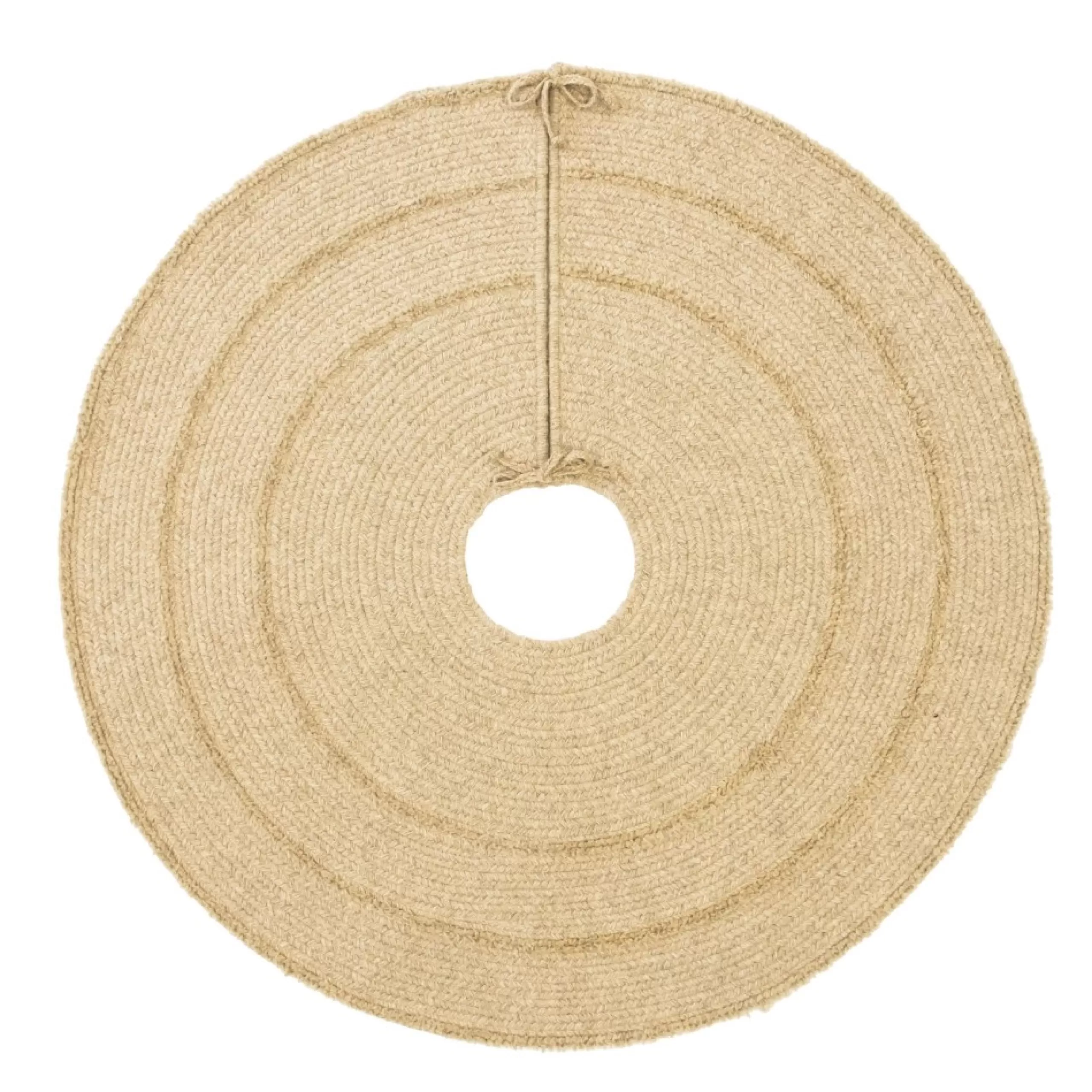 50 Inch And Larger*Colonial Mills 50" Beige Natural Wool Stripe Round Christmas Tree Skirt