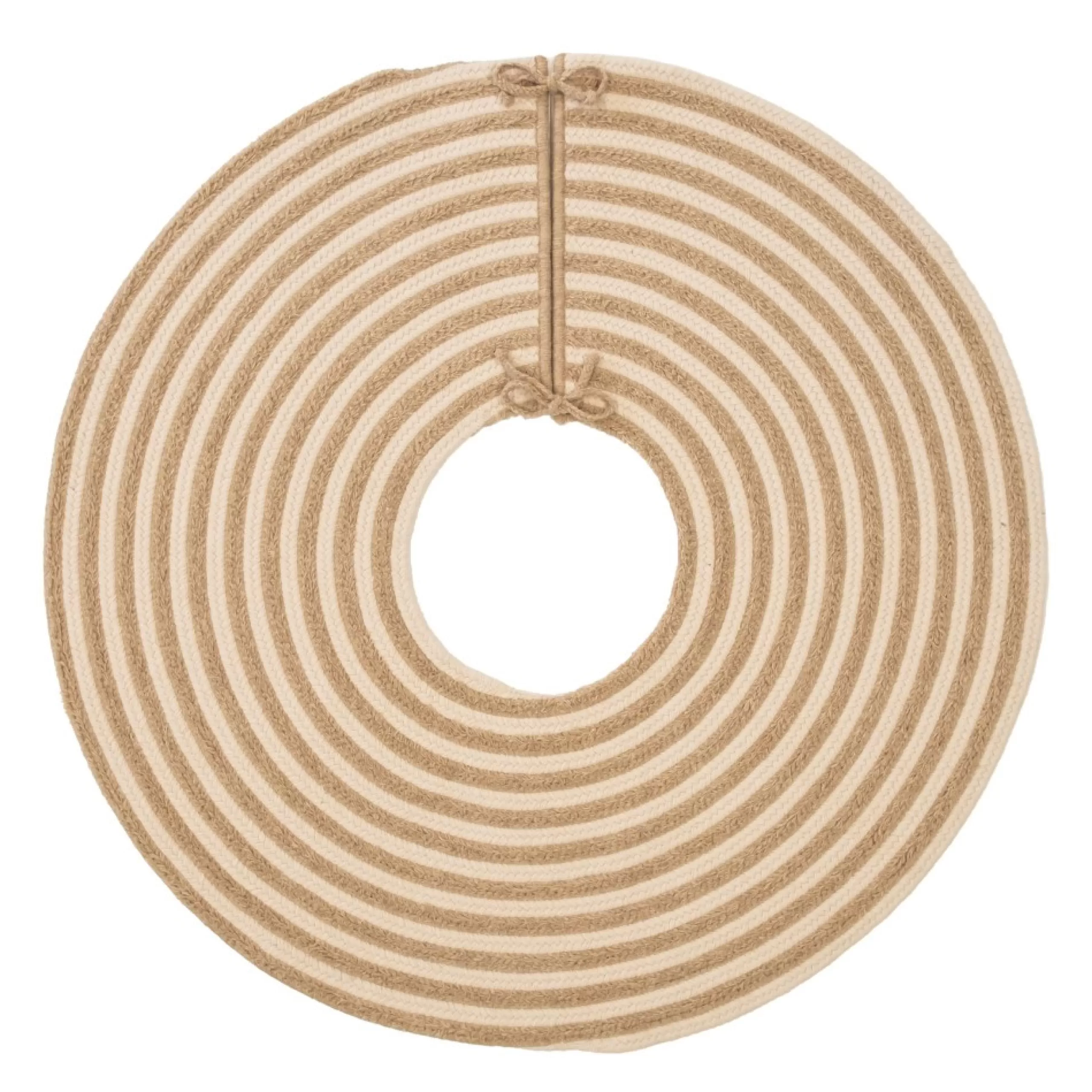 50 Inch And Larger*Colonial Mills 50" Beige Shag Striped Round Christmas Tree Skirt