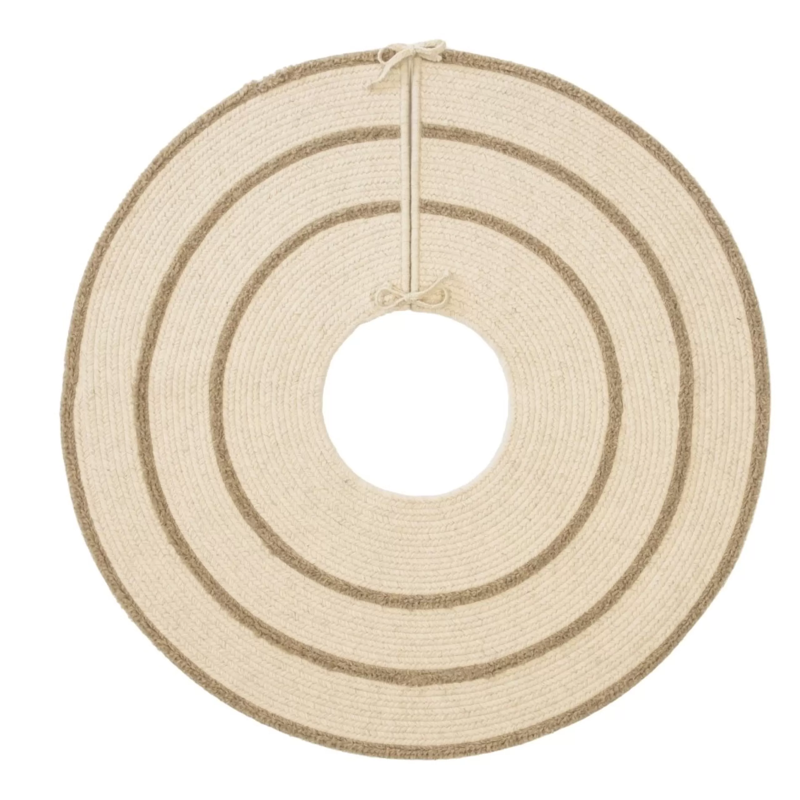 50 Inch And Larger*Colonial Mills 50" Beige Stripe Round Christmas Tree Skirt