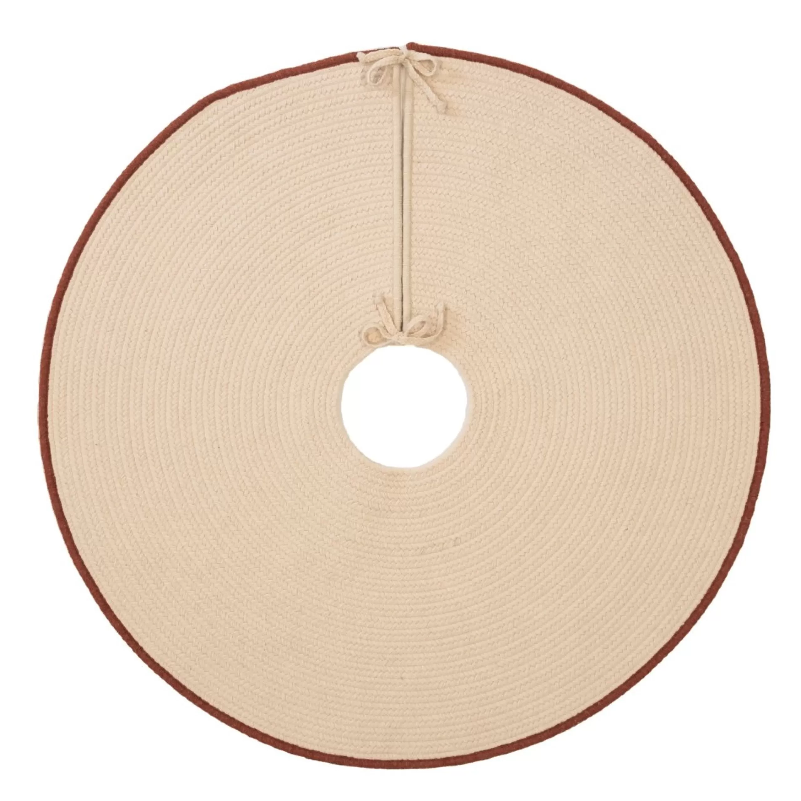 50 Inch And Larger*Colonial Mills 50" Beige Trimmed Round Christmas Tree Skirt