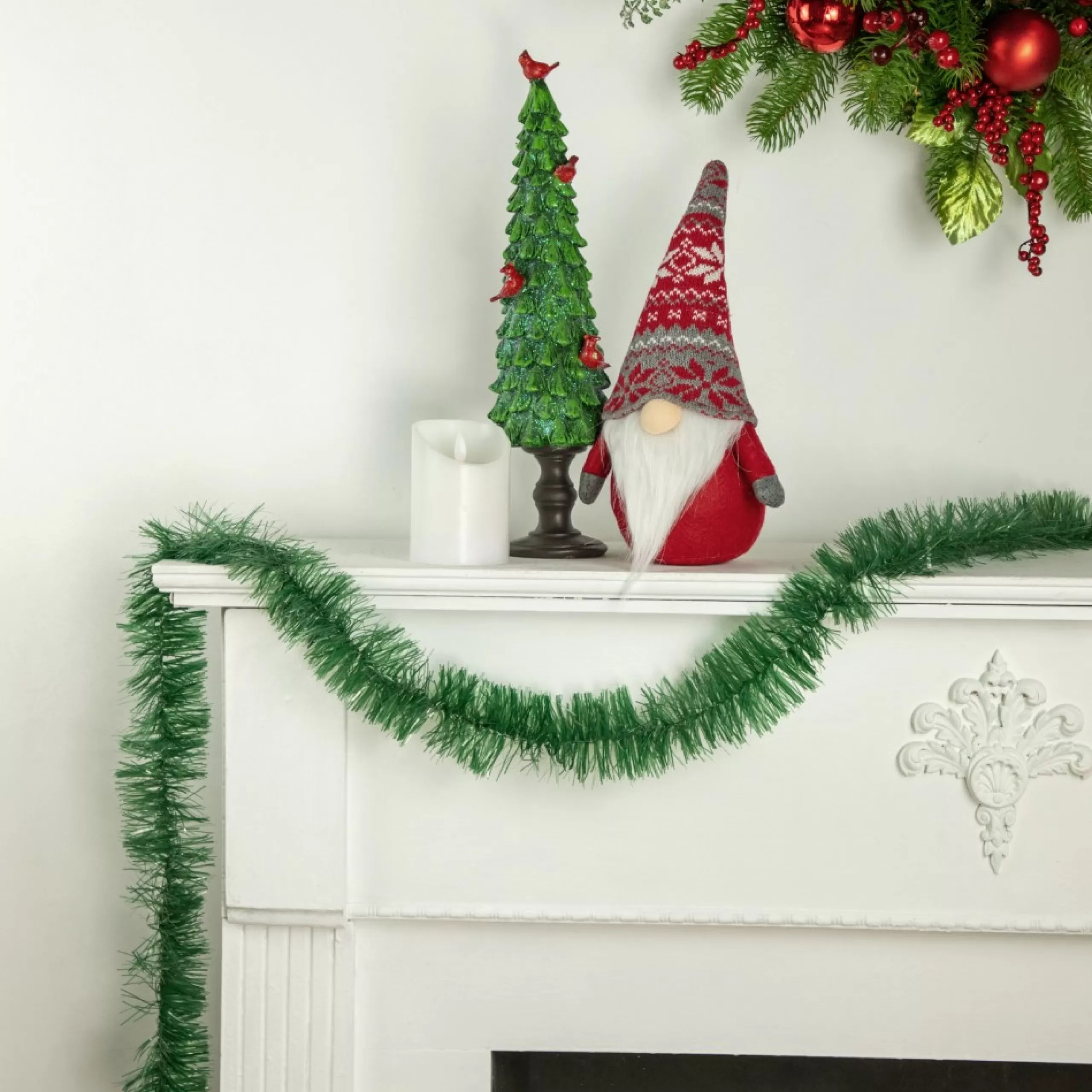 Unlit Garland*Northlight 50' X 2.75" Green Tinsel Artificial Christmas Garland - Unlit