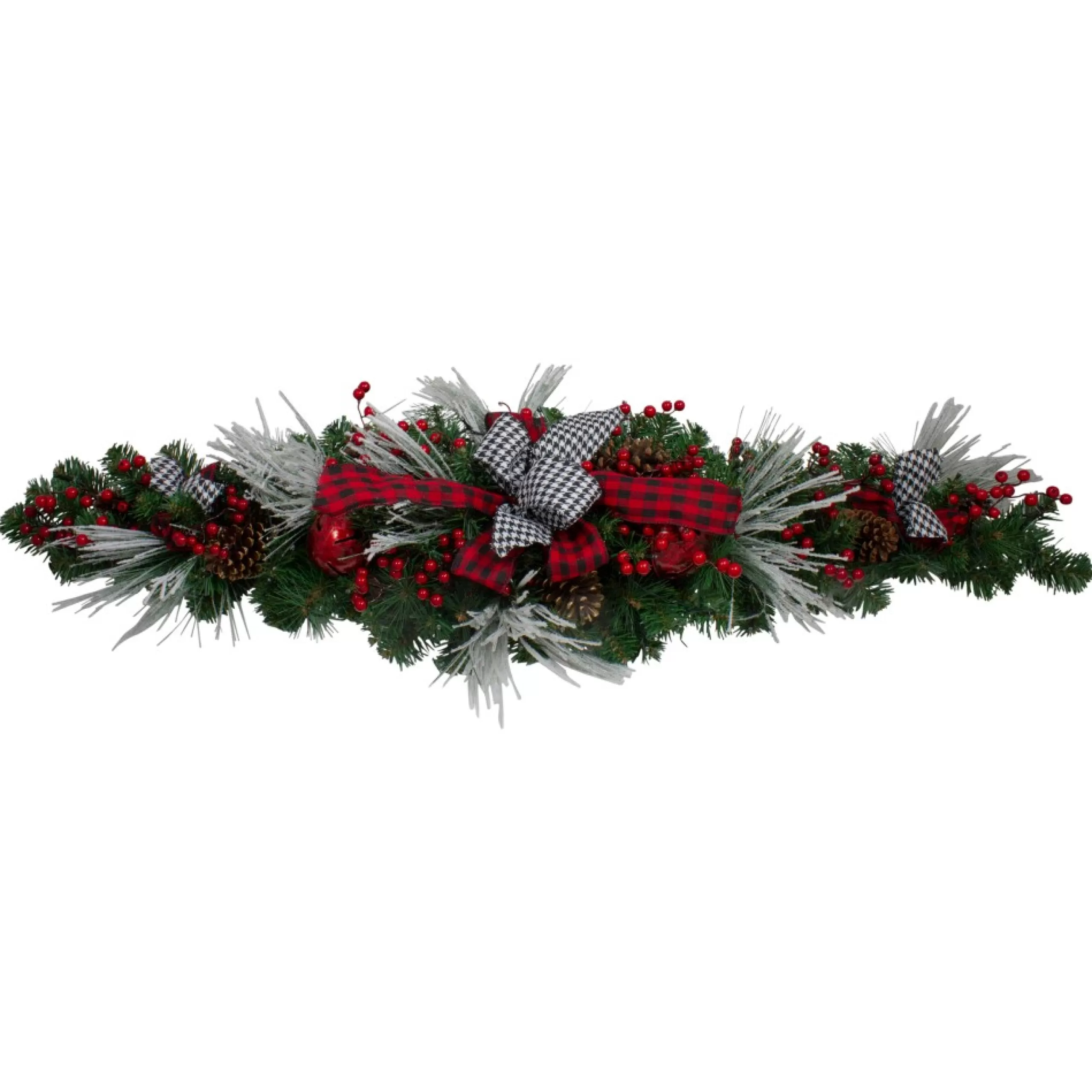 Unlit Swags*Northlight 52" Houndstooth Bows And Berries Artificial Christmas Swag, Unlit