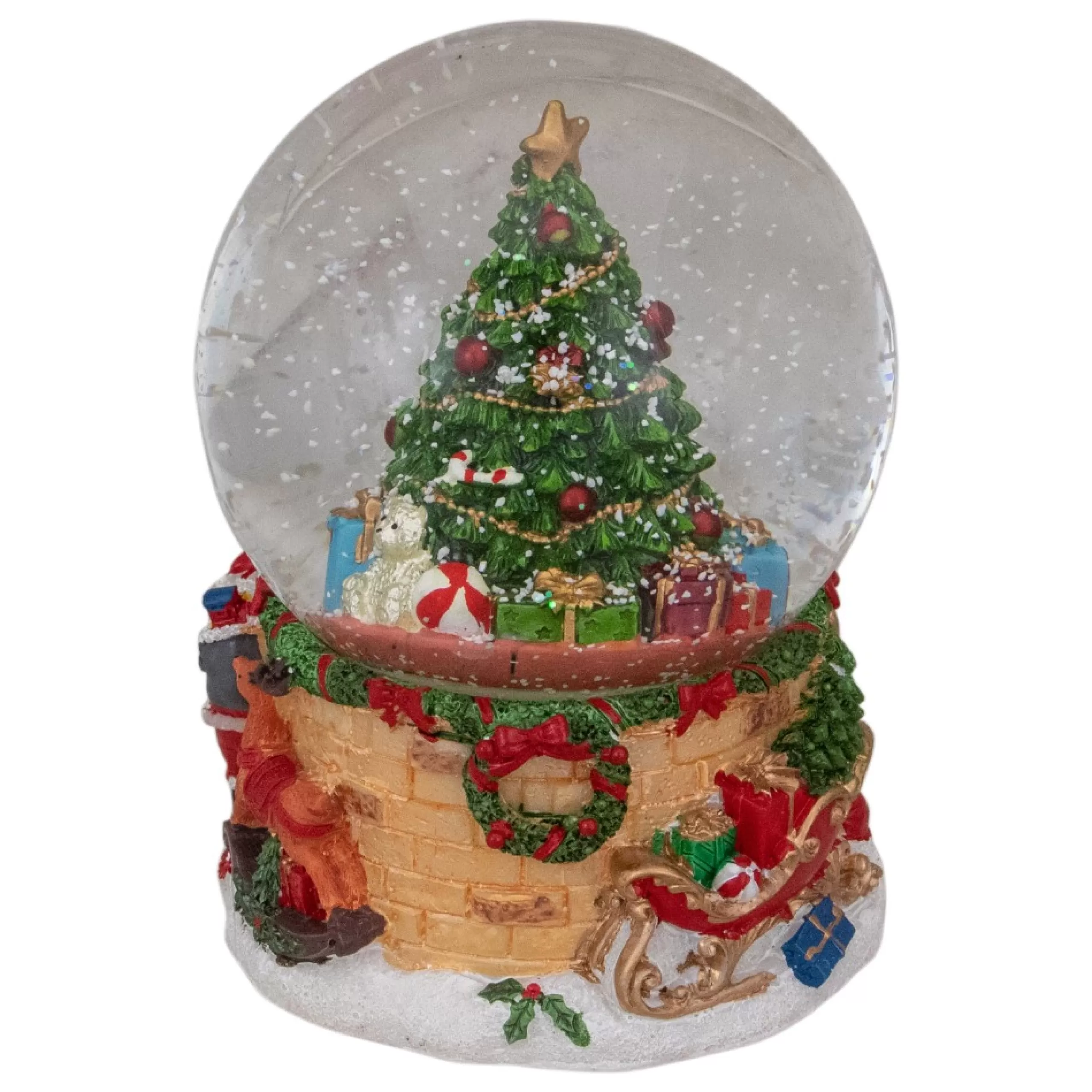 Table Top Pieces*Northlight 5" Musical Santa Giving Gifts Christmas Tree Snow Globe