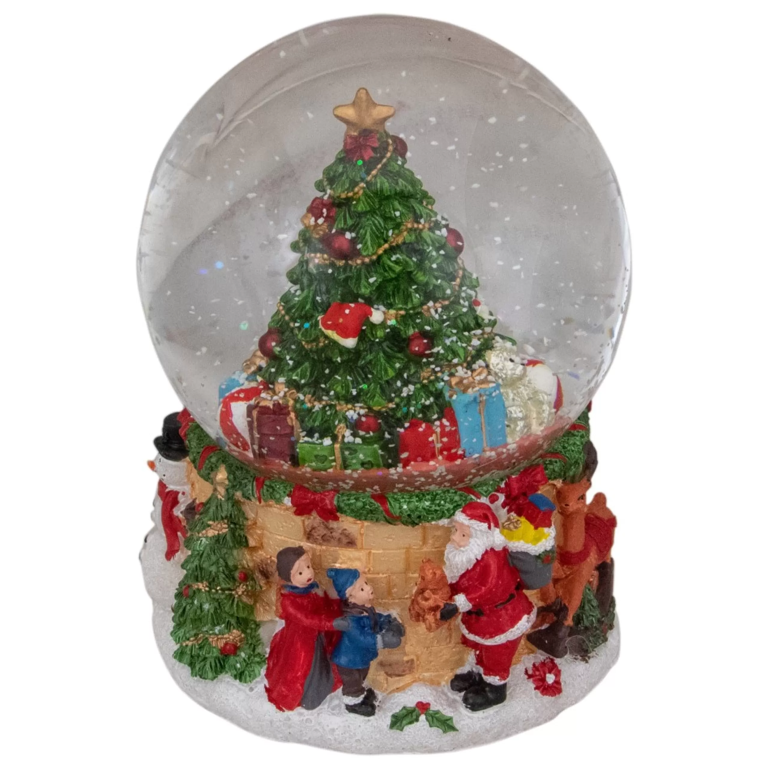 Table Top Pieces*Northlight 5" Musical Santa Giving Gifts Christmas Tree Snow Globe