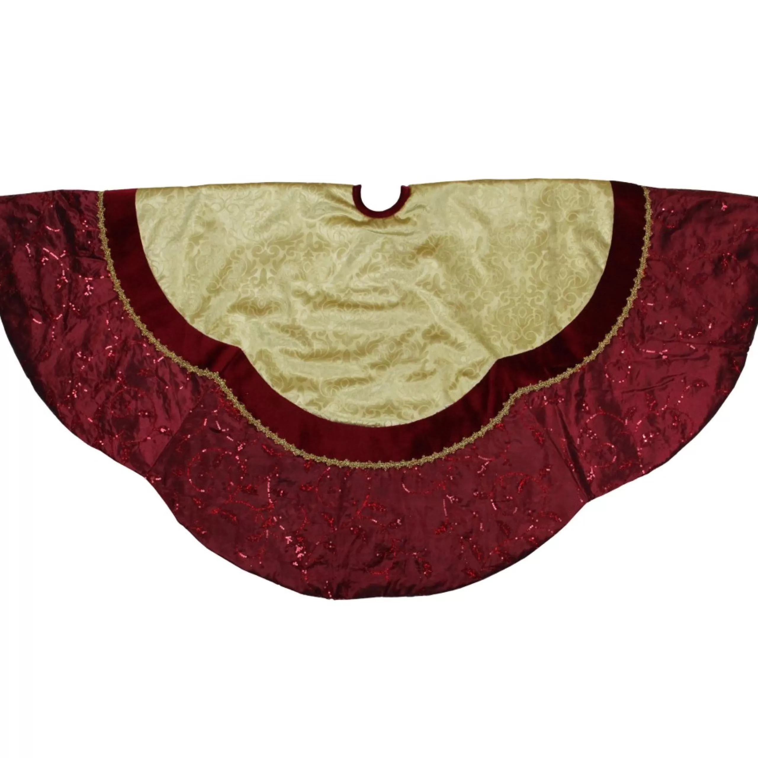 50 Inch And Larger*Northlight 60" Red And Gold Scalloped Sequined Christmas Tree Skirt