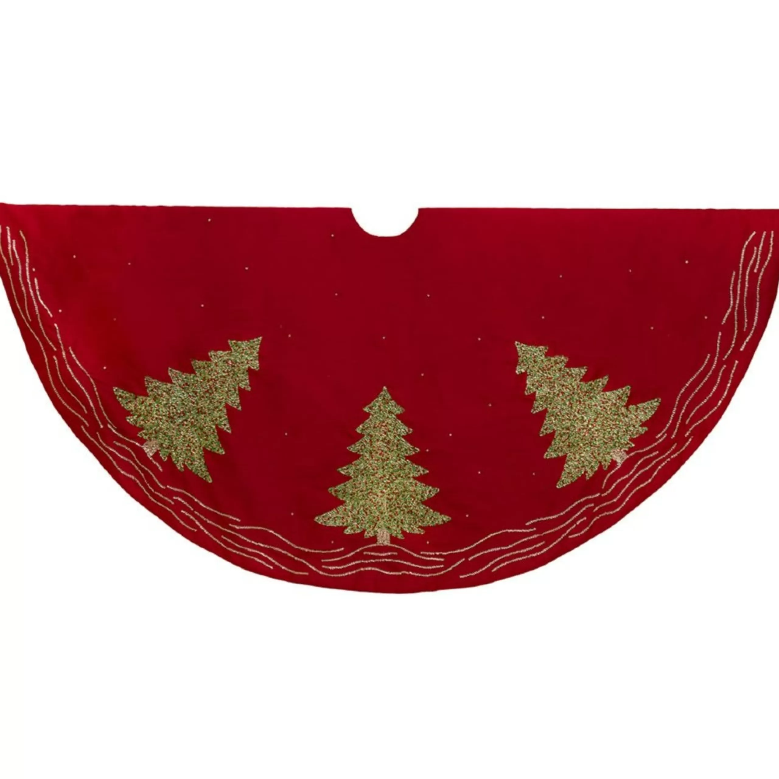 50 Inch And Larger*KSA 60" Sequined Embroidered Christmas Tree Skirt