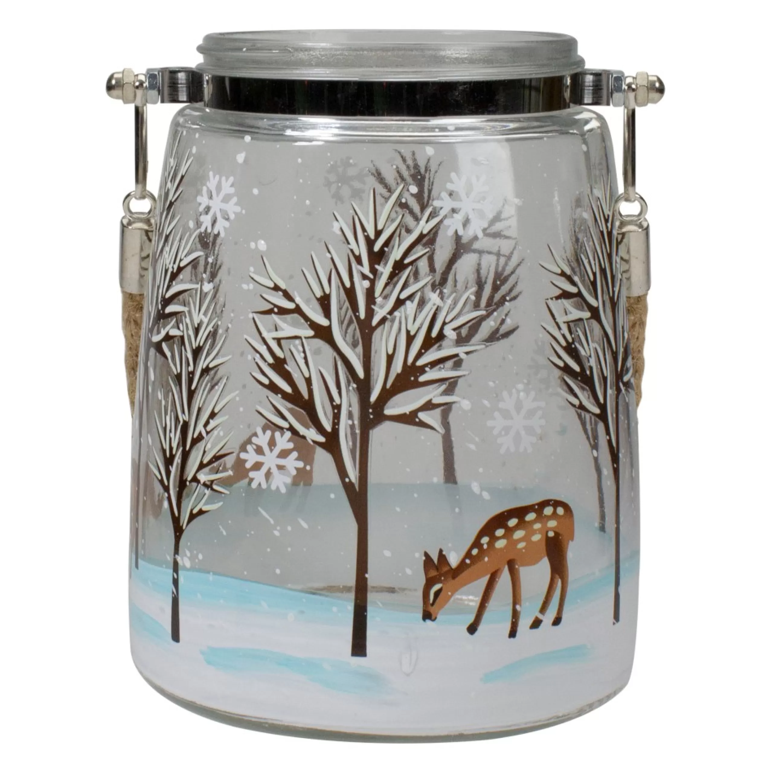 Candles & Holders*Northlight 6.25" Trees And Fawns Flameless Glass Candle Lantern