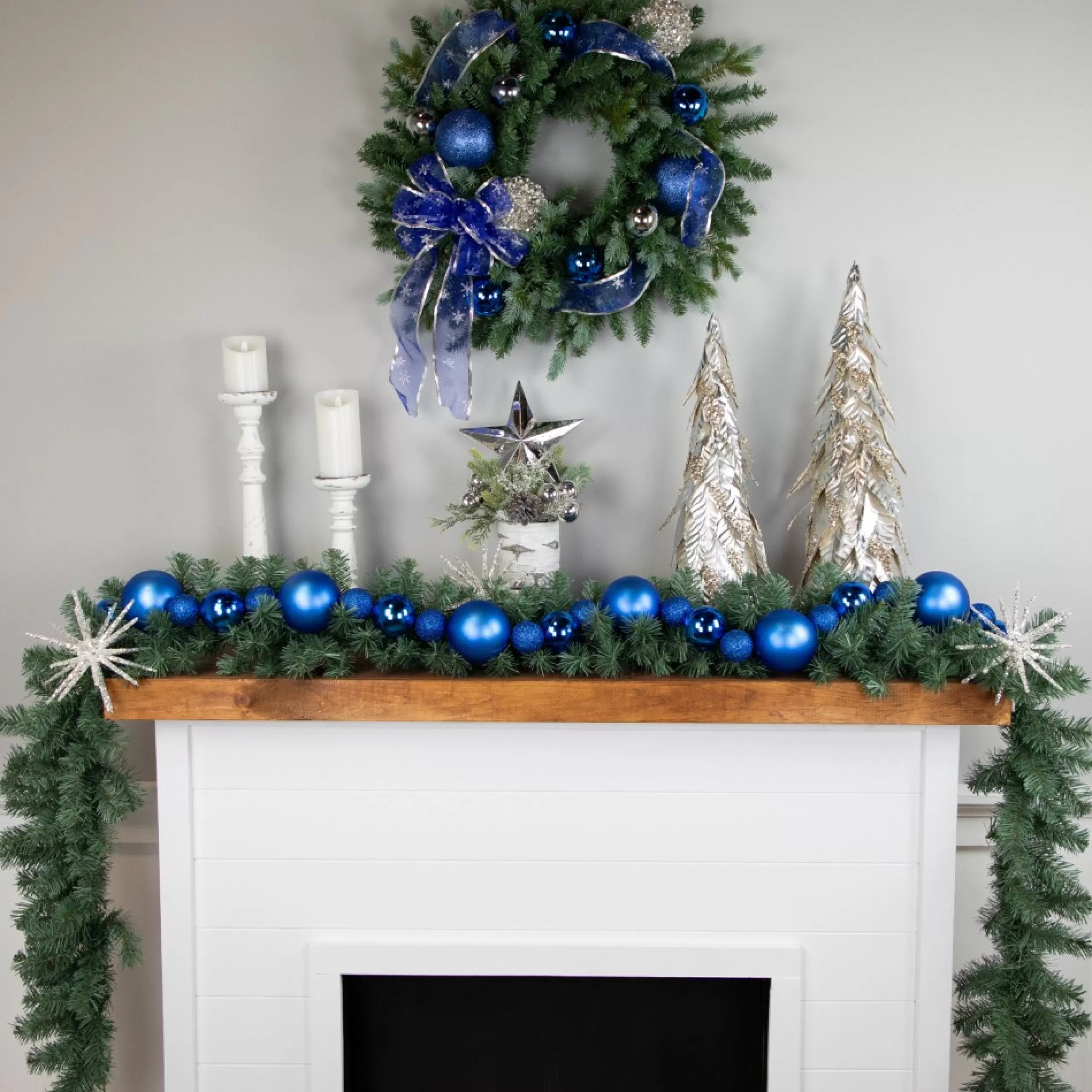 Shatterproof Ball Garland*Northlight 6' Blue Shatterproof Ball 3-Finish Christmas Garland