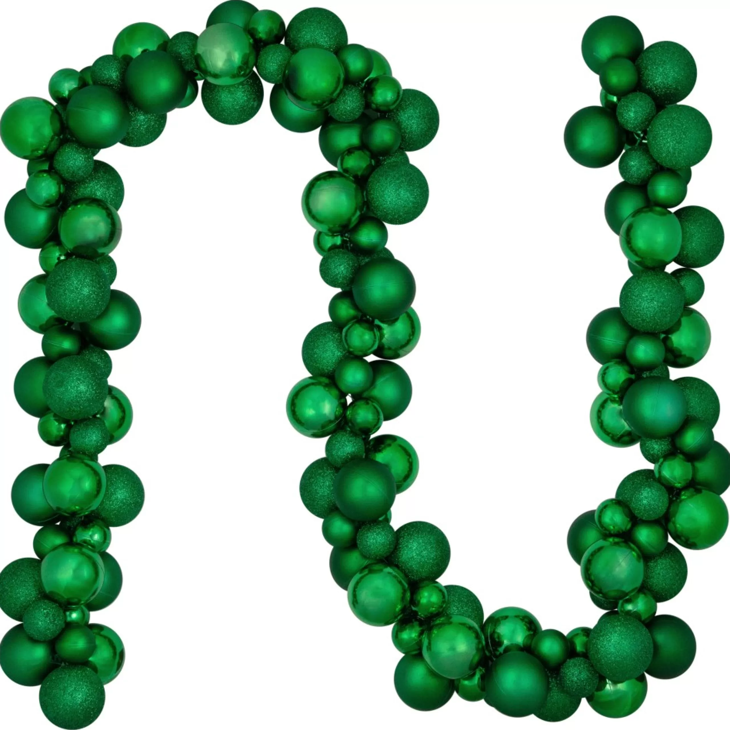 Shatterproof Ball Garland*Northlight 6' Green 3-Finish Shatterproof Ball Christmas Garland