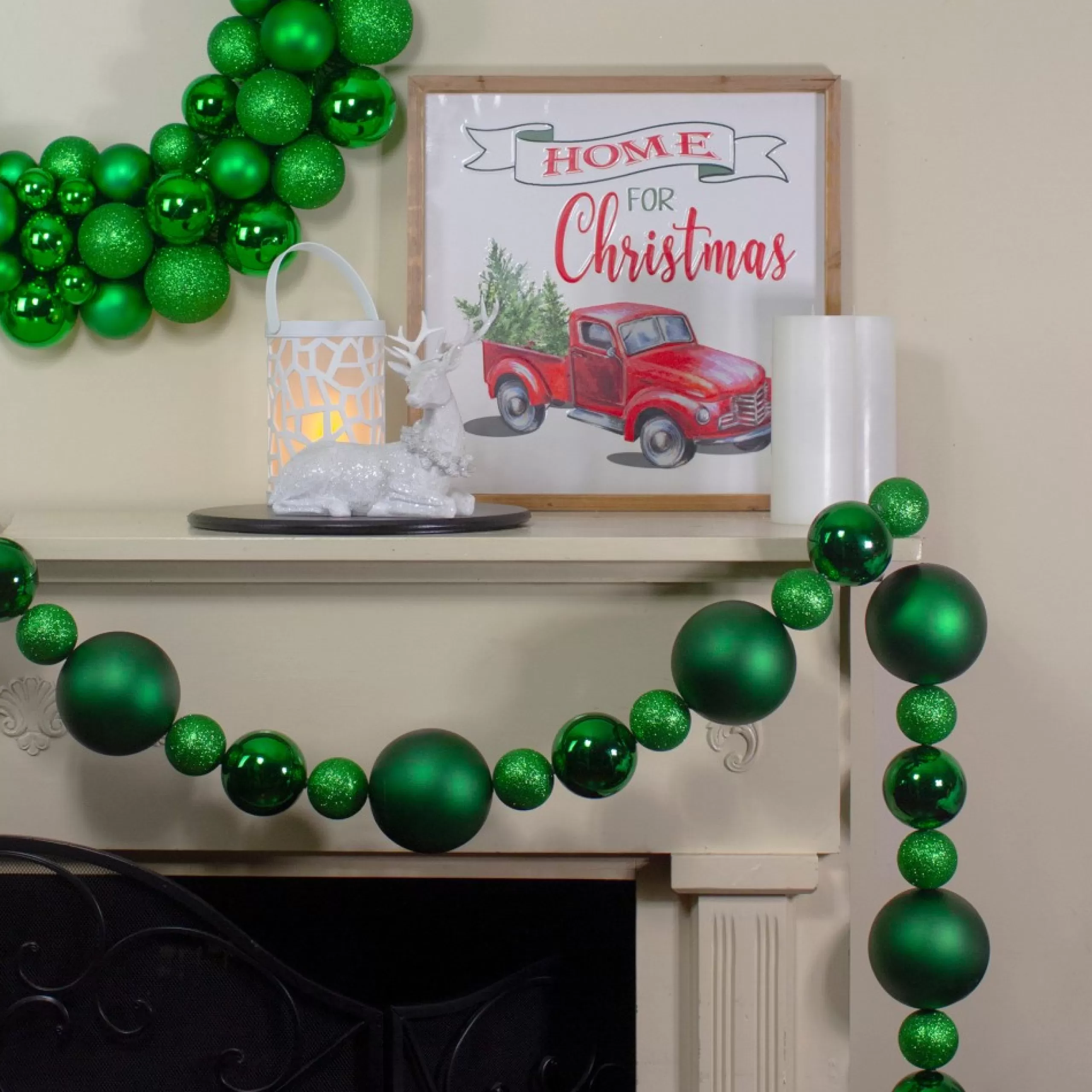 Shatterproof Ball Garland*Northlight 6' Green Shatterproof Ball Artificial Christmas Garland - Unlit