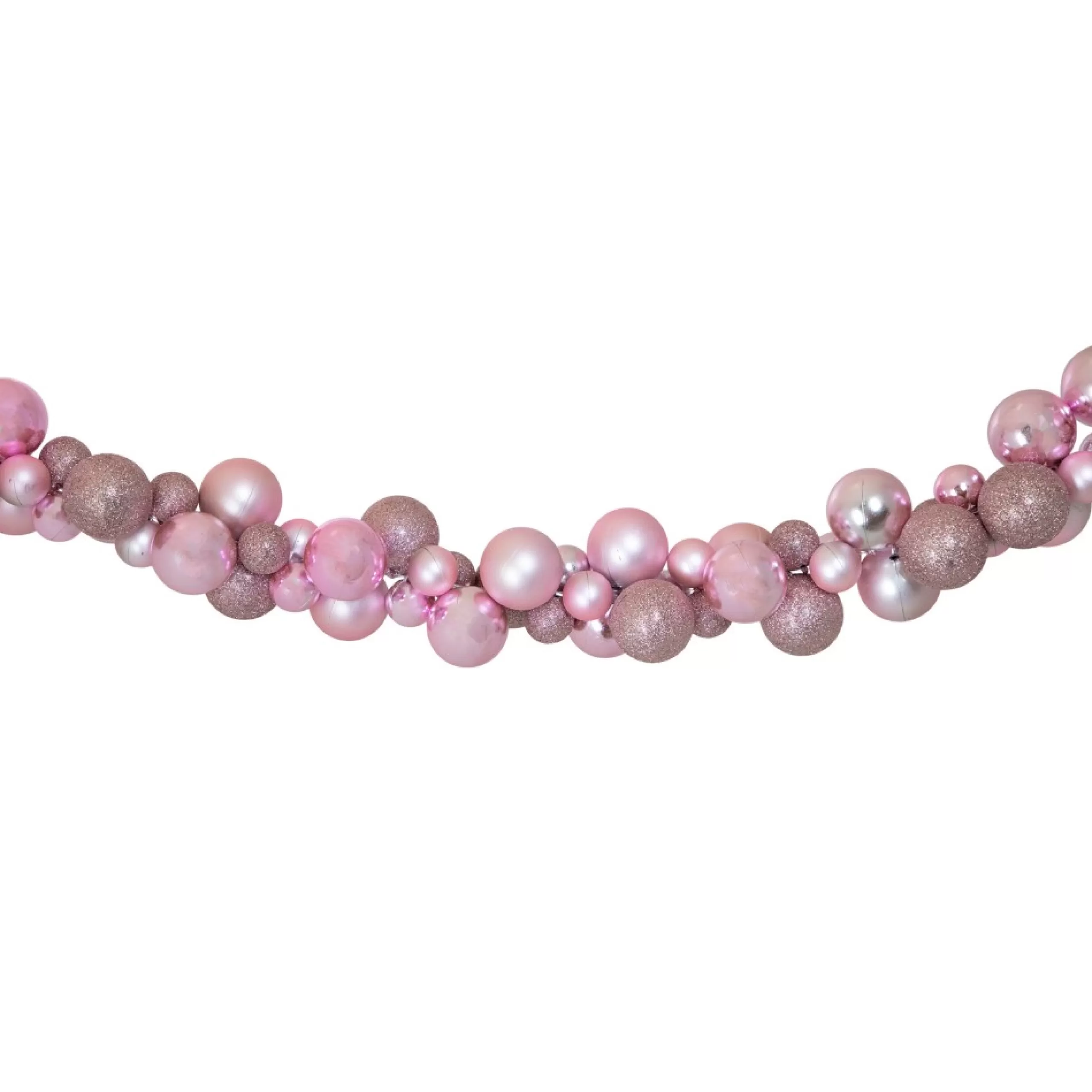 Specialty Garland*Northlight 6' Pink 3-Finish Shatterproof Ball Christmas Garland