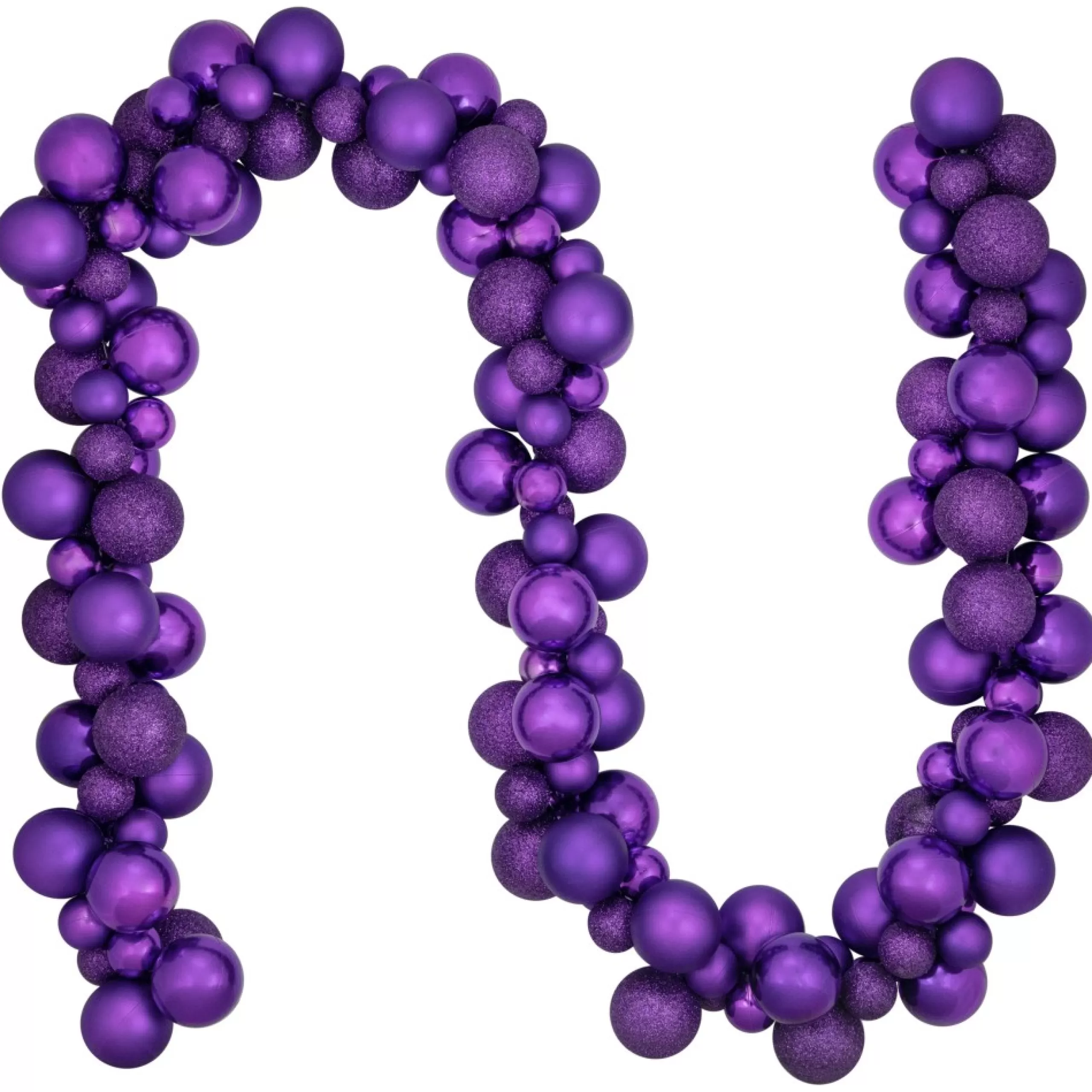 Shatterproof Ball Garland*Northlight 6' Purple 3-Finish Shatterproof Ball Christmas Garland