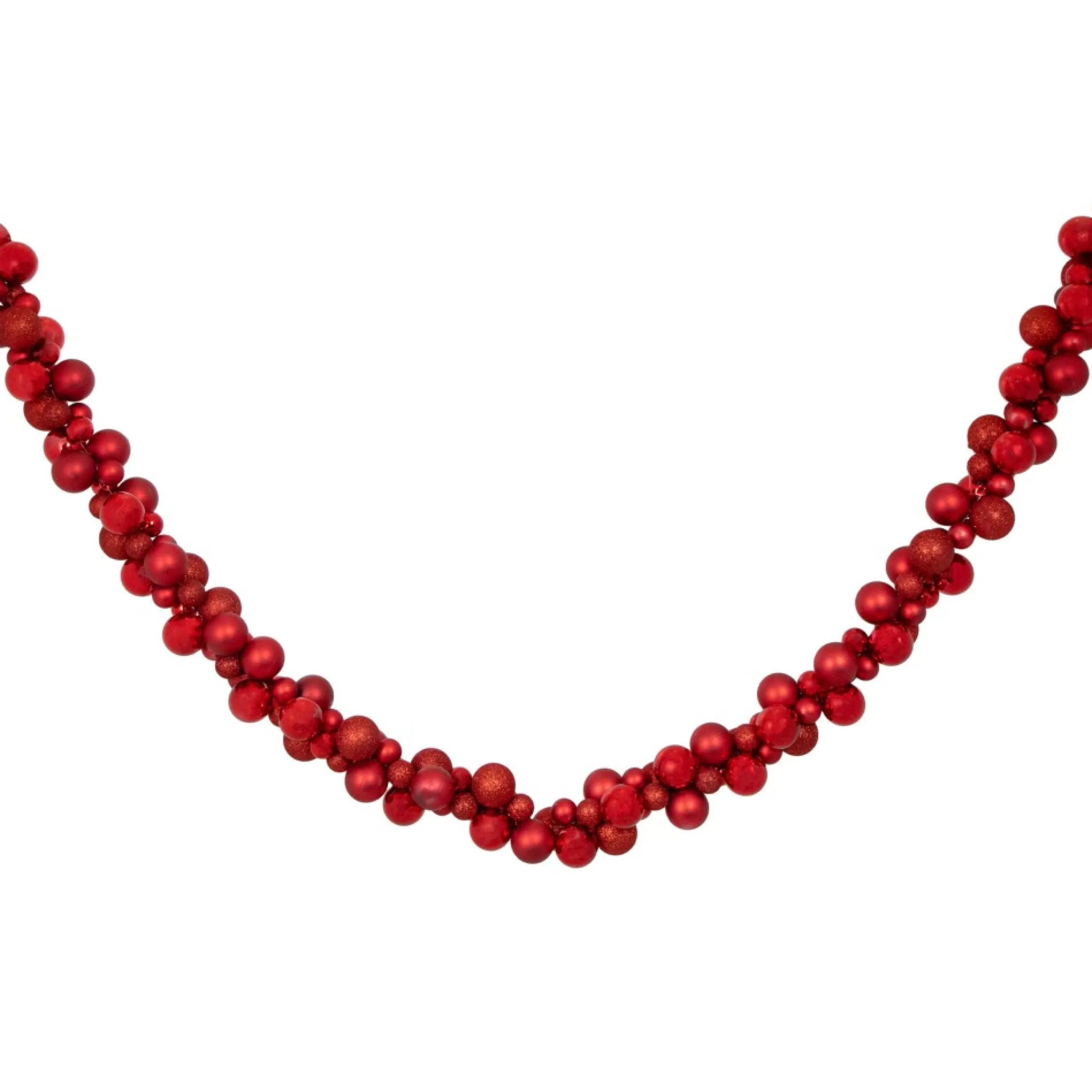 Specialty Garland*Northlight 6' Red 3-Finish Shatterproof Ball Christmas Garland