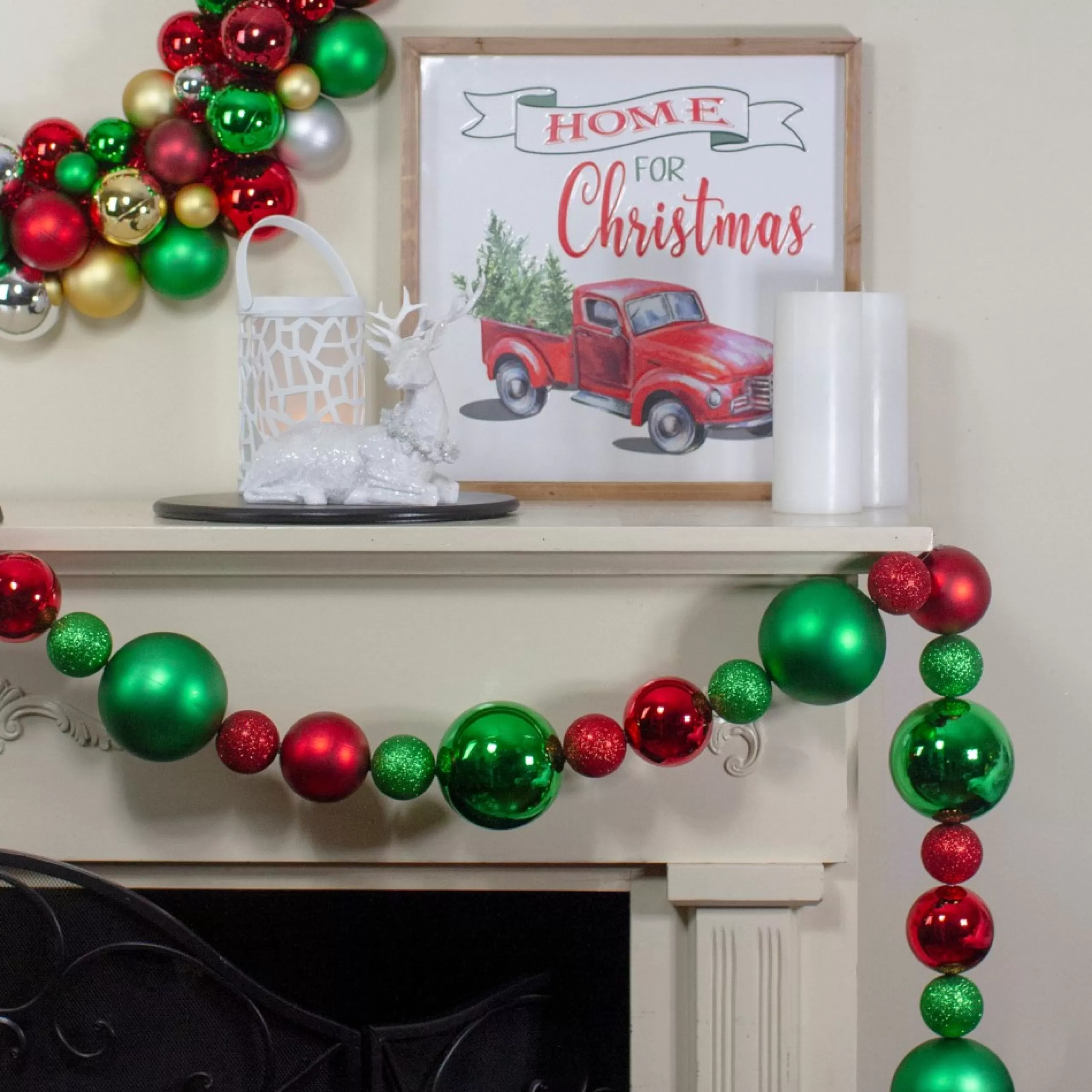 Specialty Garland*Northlight 6' Red And Green 3-Finish Shatterproof Ball Christmas Garland