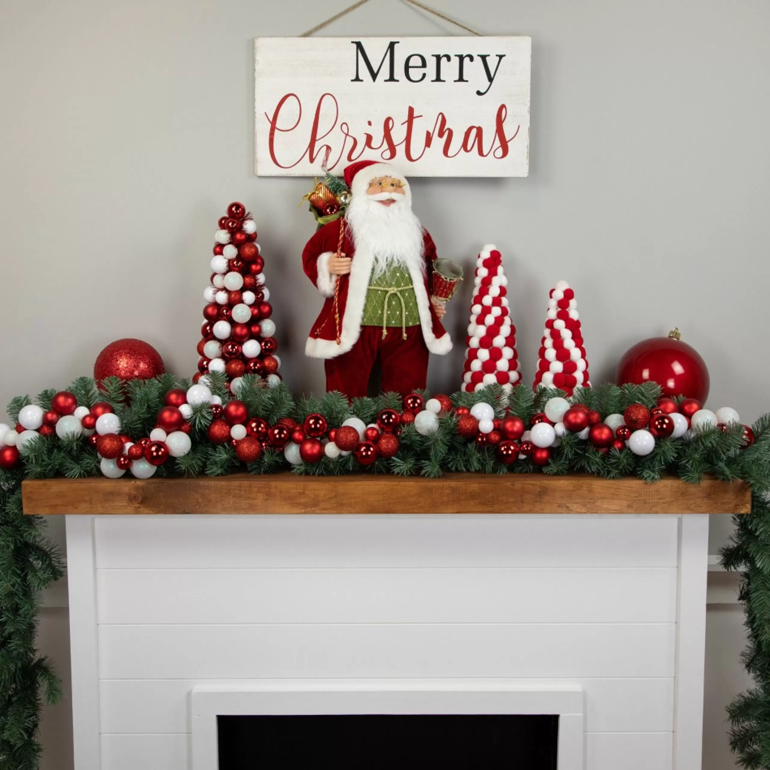 Shatterproof Ball Garland*Northlight 6' Red And White 3-Finish Shatterproof Ball Christmas Garland