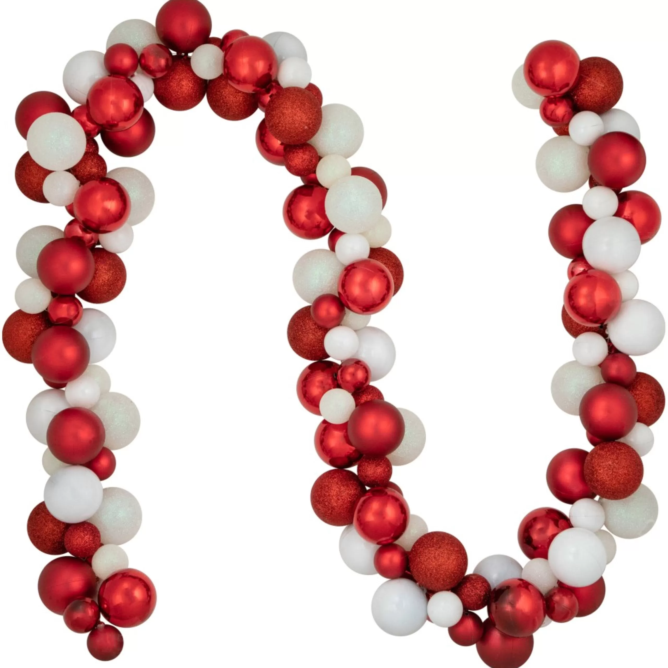 Shatterproof Ball Garland*Northlight 6' Red And White 3-Finish Shatterproof Ball Christmas Garland