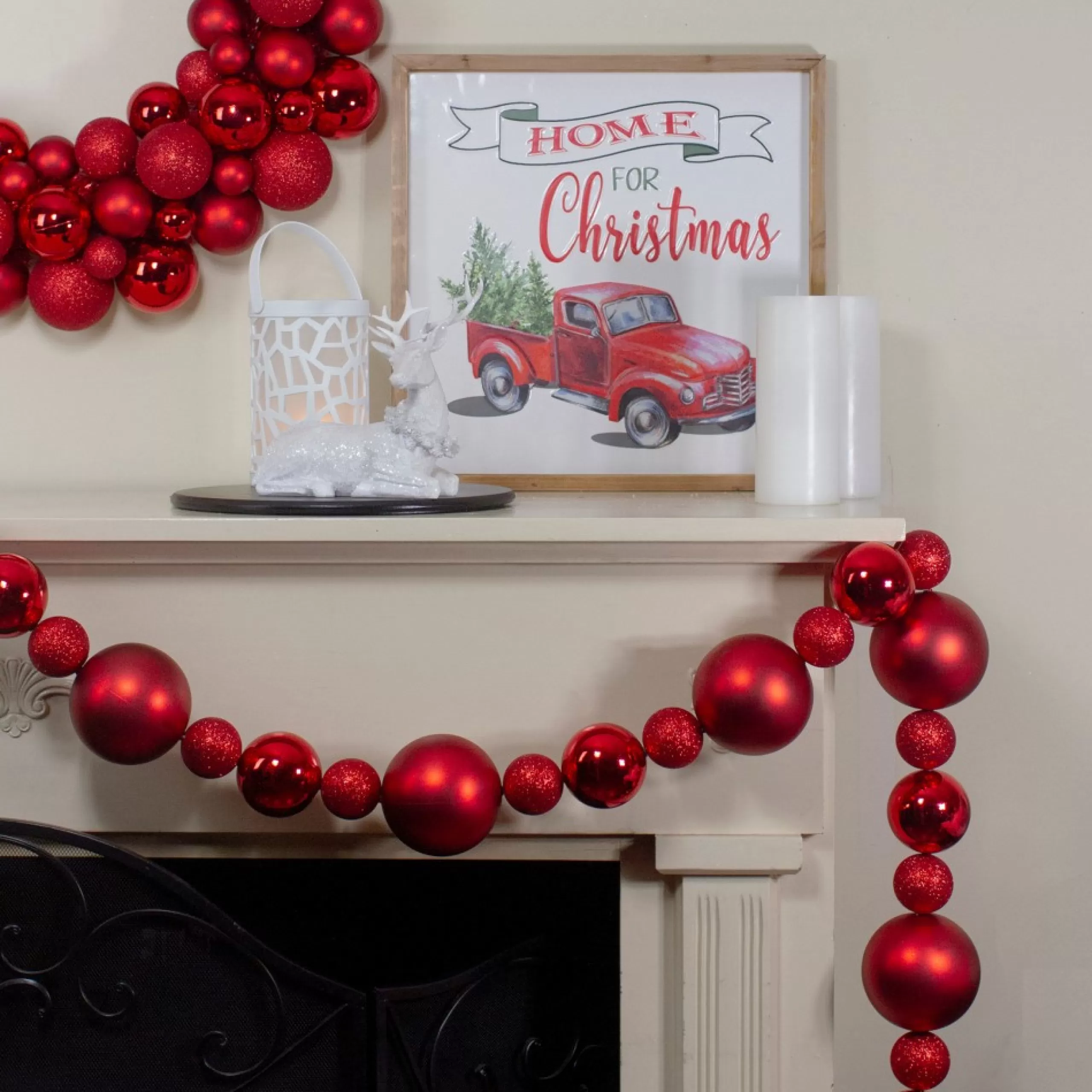 Shatterproof Ball Garland*Northlight 6' Red Shatterproof Ball Artificial Christmas Garland - Unlit