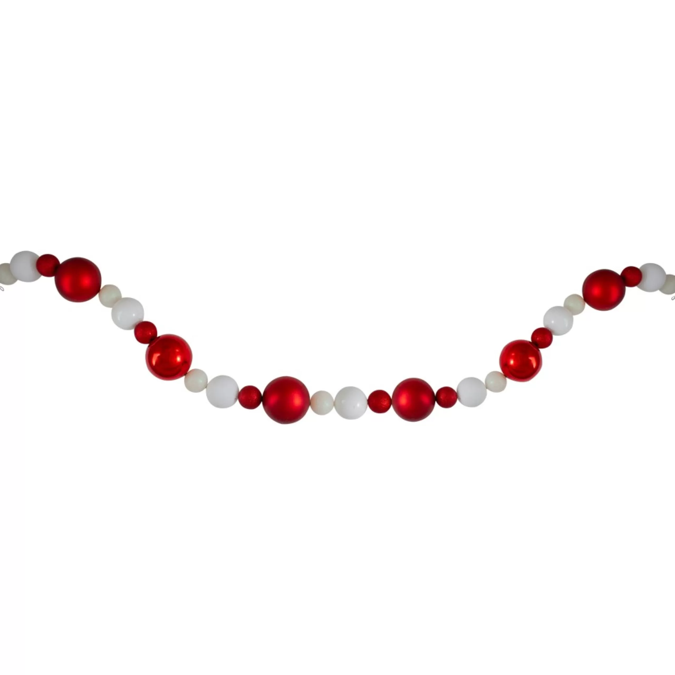 Specialty Garland*Northlight 6' Shatterproof Ball 3-Finish Red And White Christmas Garland